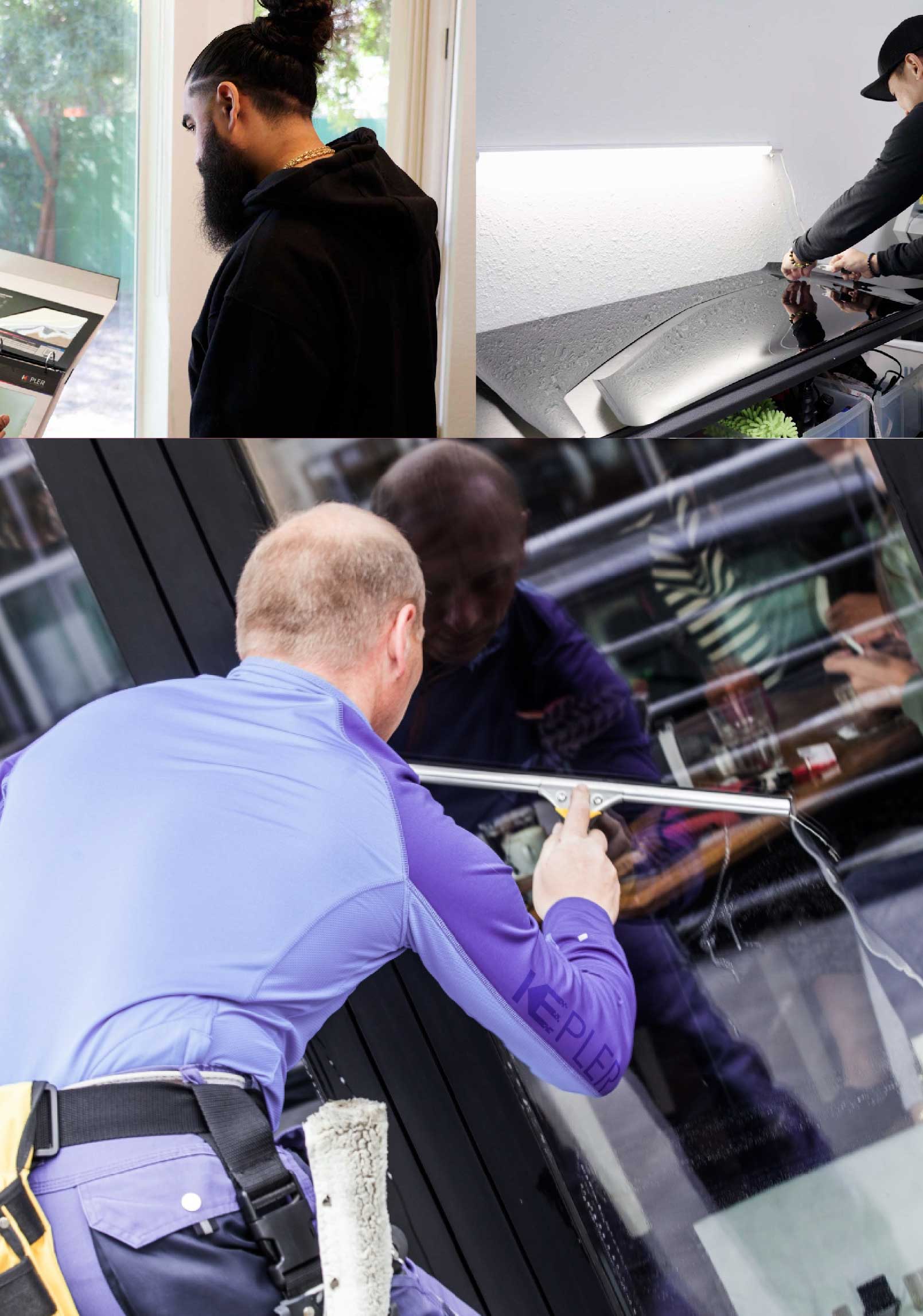 Kepler Professional Applying Anti-Graffiti Window Film to a Canton Shop Front