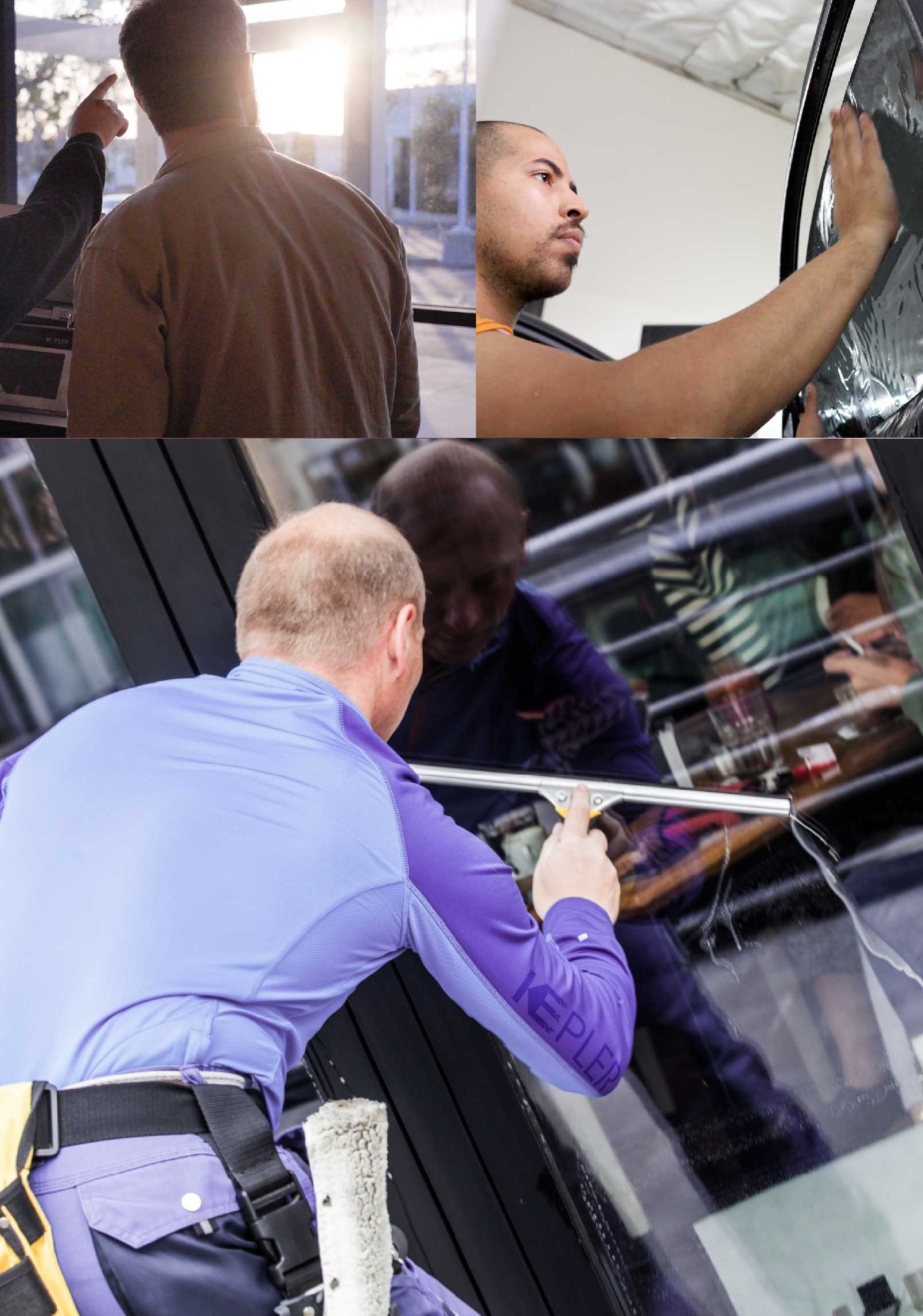 Kepler Professional Applying Anti-Graffiti Window Film to a Duluth Shop Front