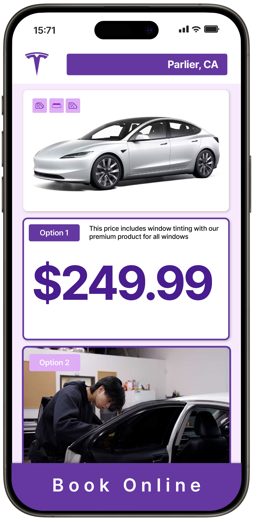 View Reasonable Tesla Window Tinting Prices in Parlier, California
