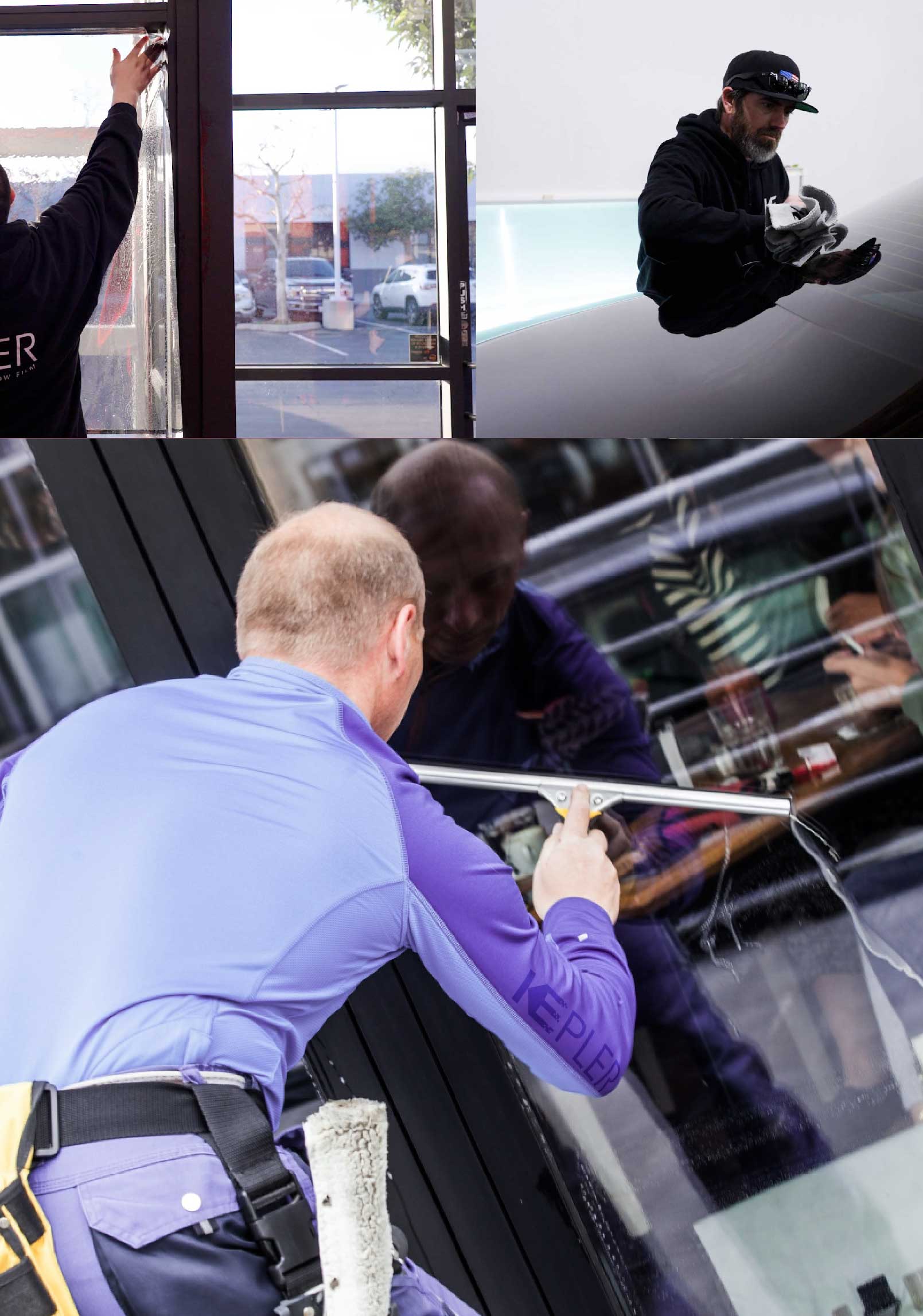 Kepler Skilled Applying Anti-Graffiti Window Film to a Southgate Shop Front