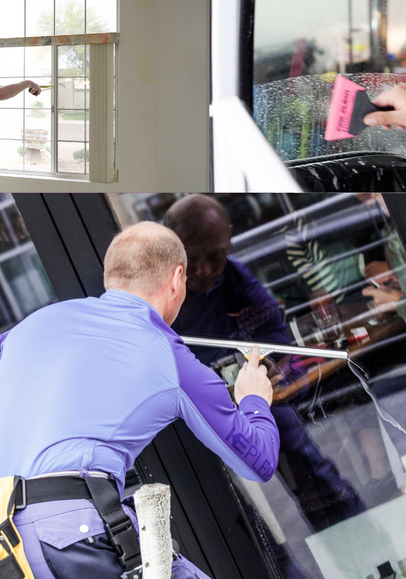 Kepler Professional Applying Anti-Graffiti Window Film to a Merrick Shop Front