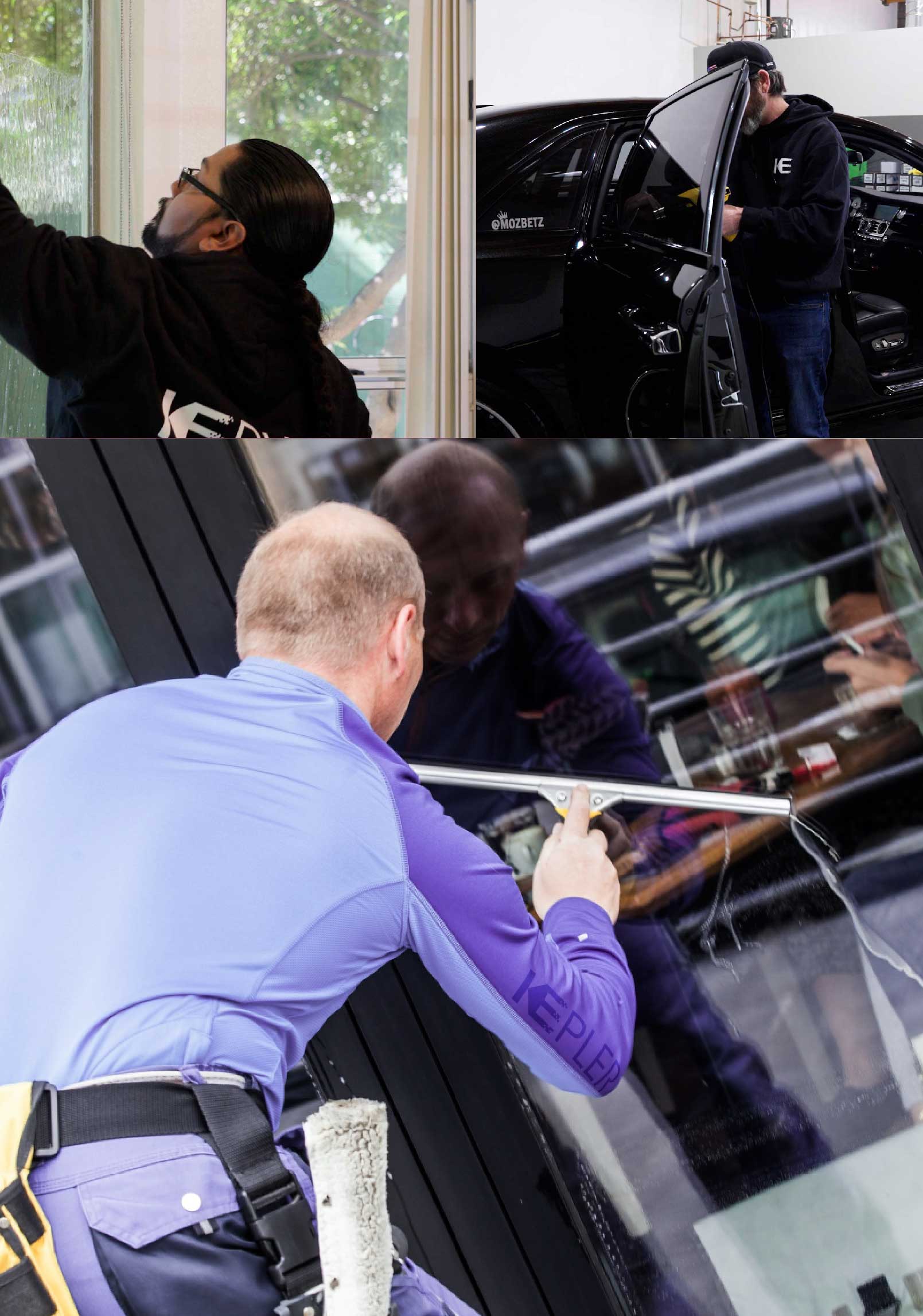 Kepler Skilled Applying Anti-Graffiti Window Film to a San Bernardino Shop Front