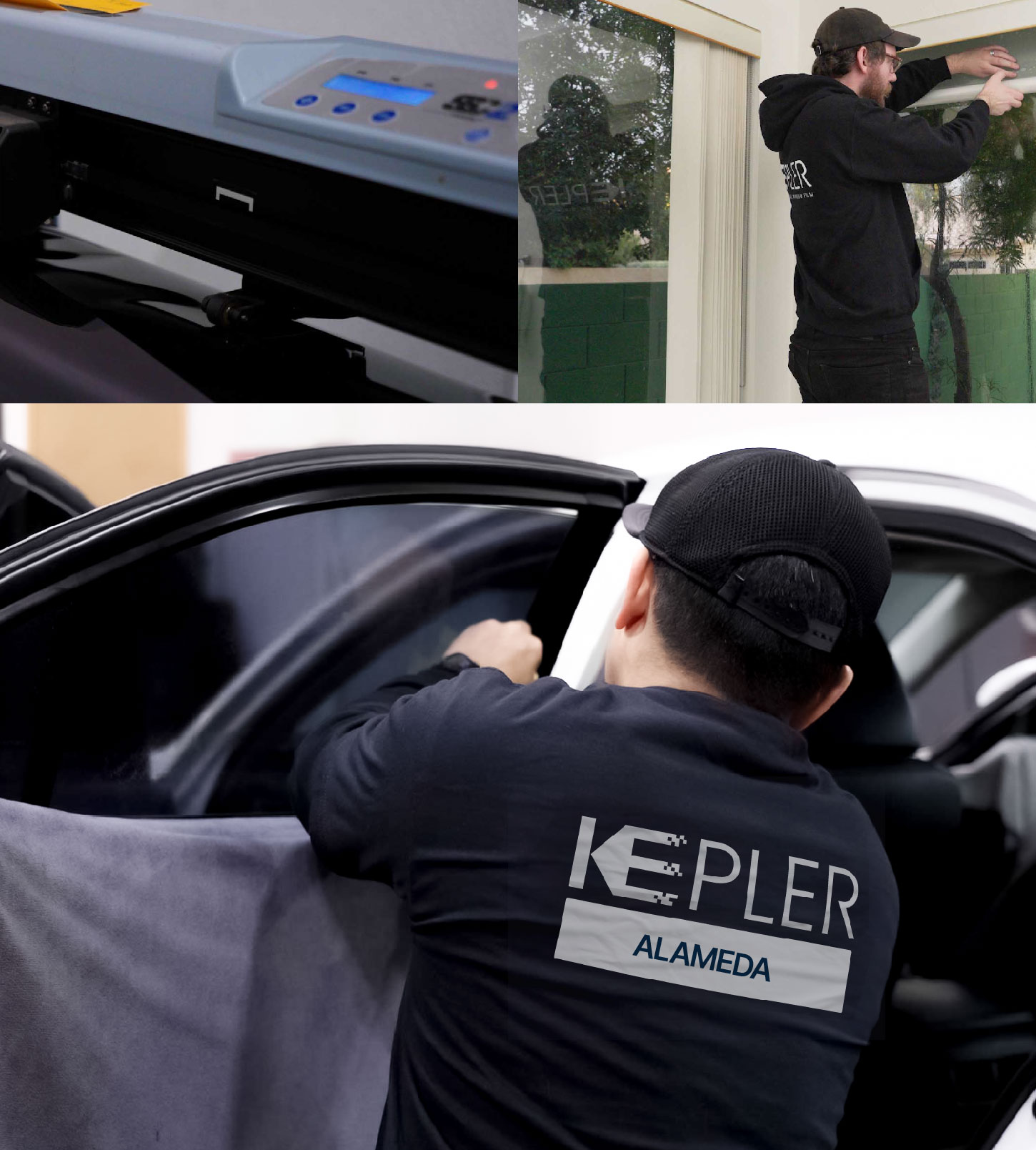Automotive Window Tinting Expert Applying Film in Alameda, California
