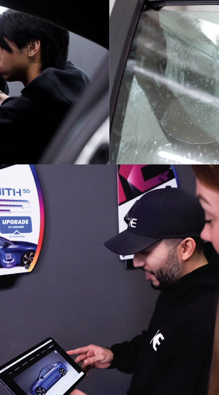 Kepler Dealer Showing Car Window Film Options to Customer in South Houston, Texas