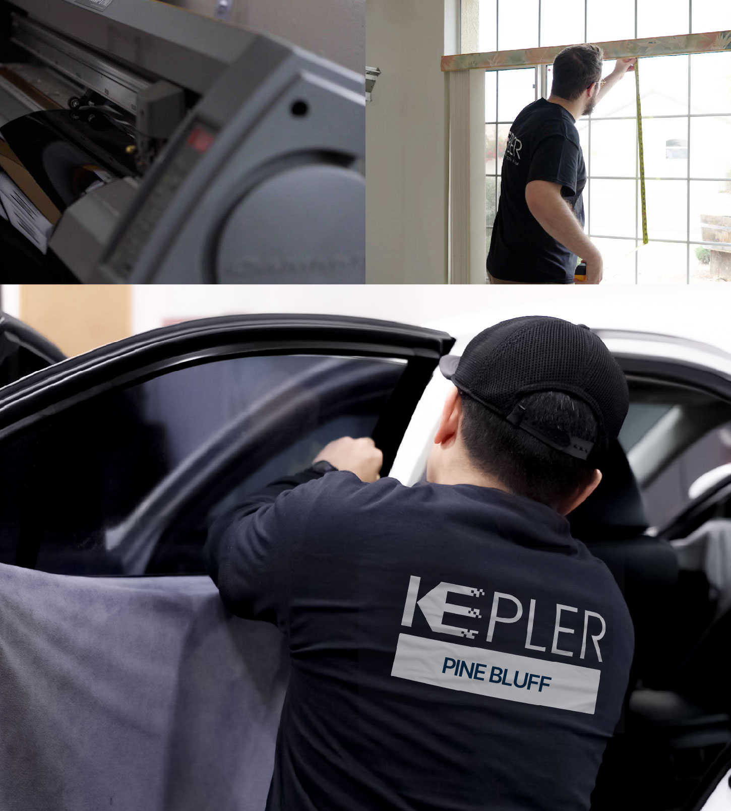 Automotive Window Tinting Expert Applying Film in Pine Bluff, Arkansas