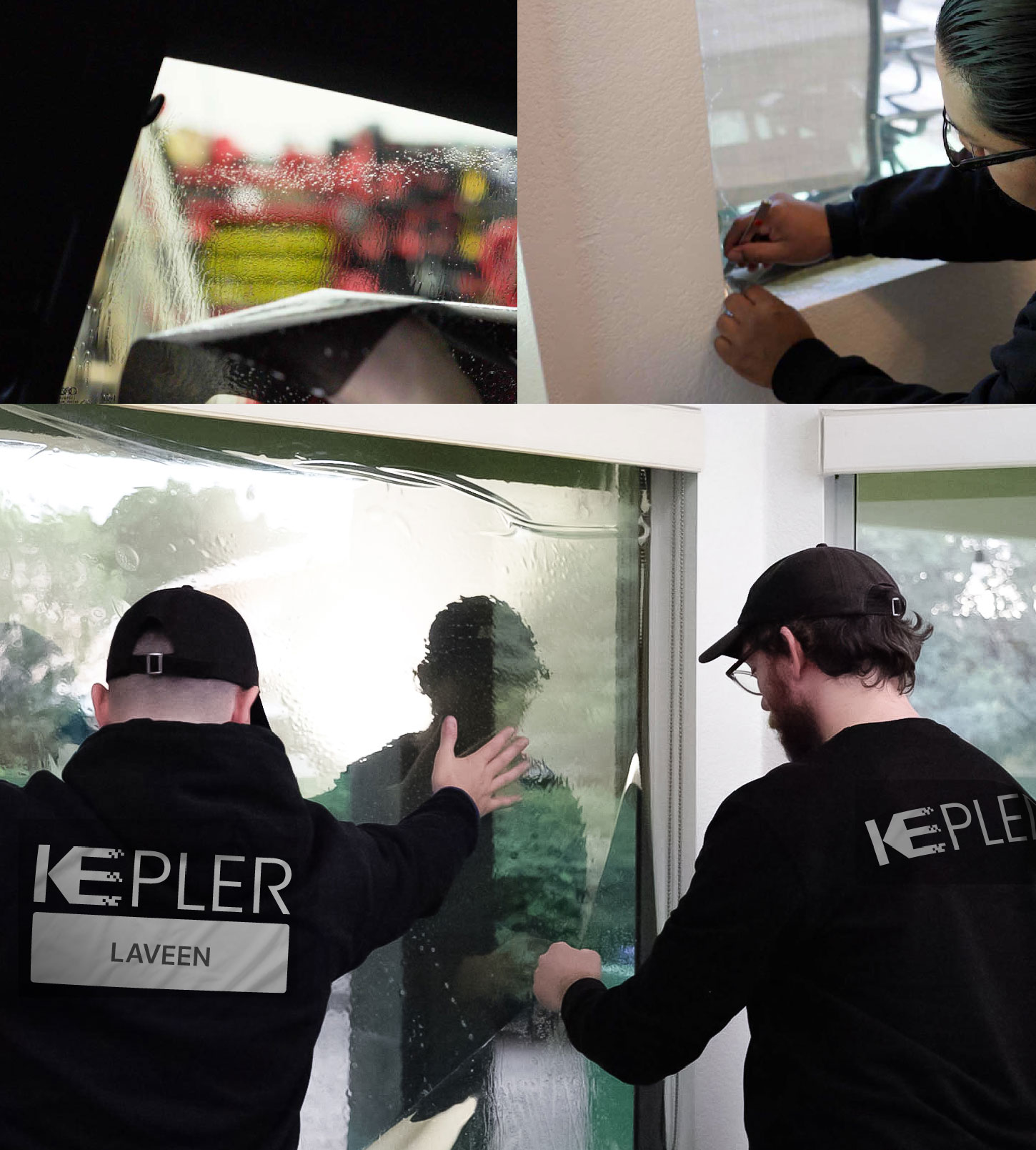 Expert Technician Fitting Ceramic Window Tint to Home in Laveen