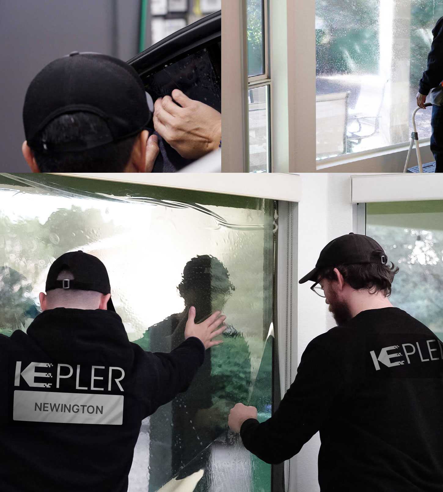 Kepler Technician Fitting Ceramic Window Tint to Home in Newington
