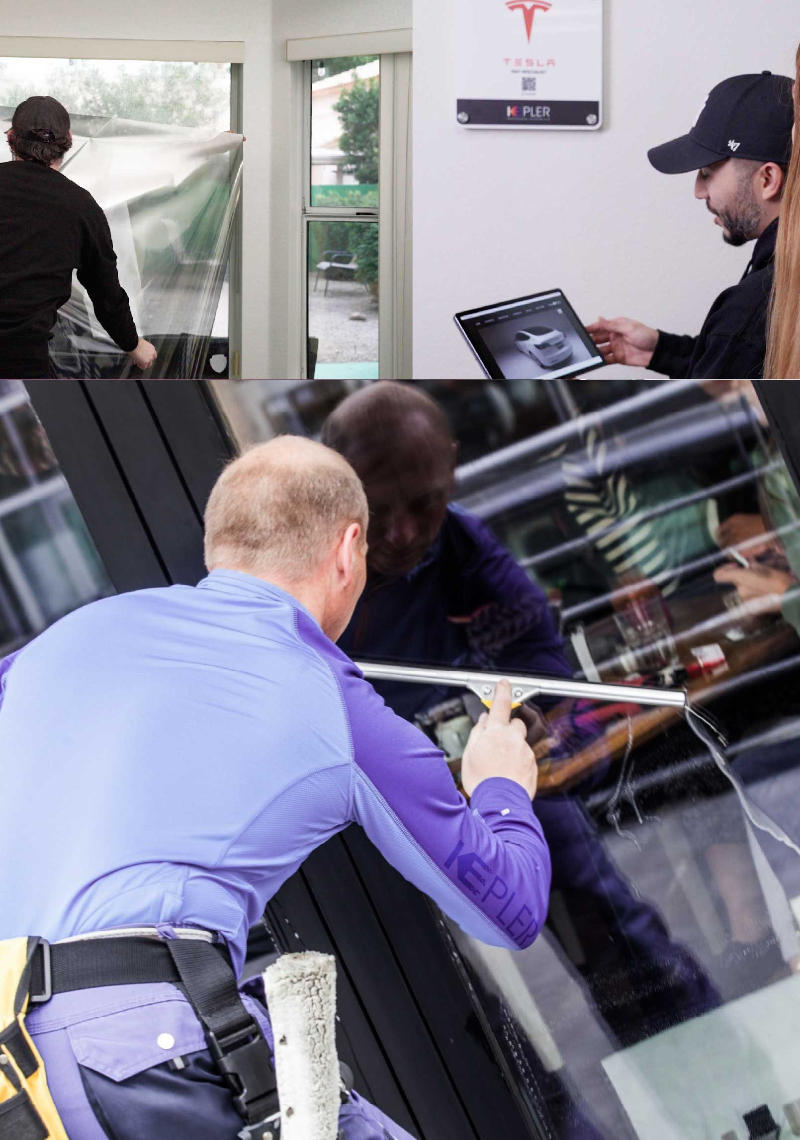 Kepler Skilled Applying Anti-Graffiti Window Film to a Sartell Shop Front