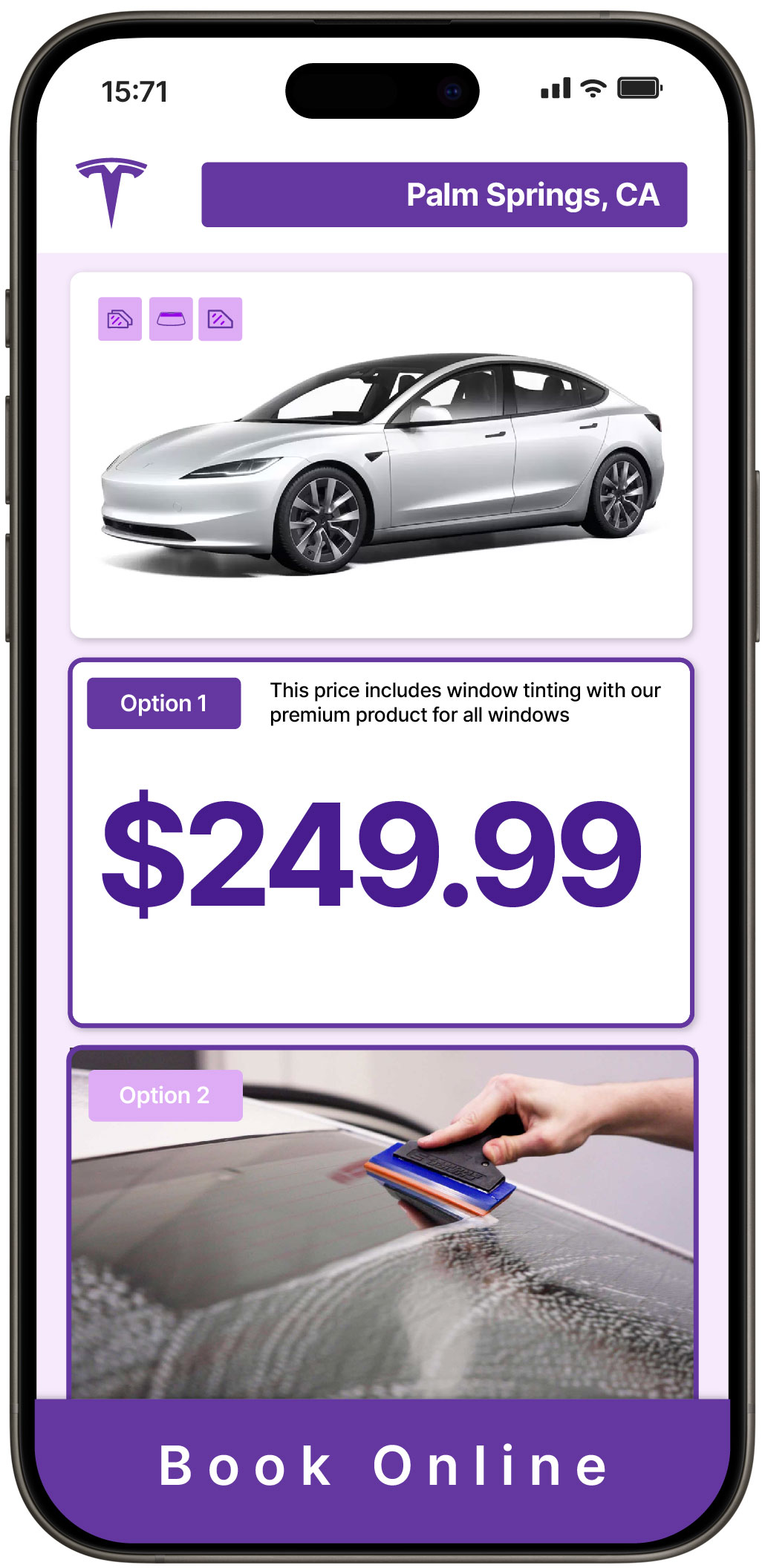 View Affordable Tesla Window Tinting Rates in Palm Springs, California