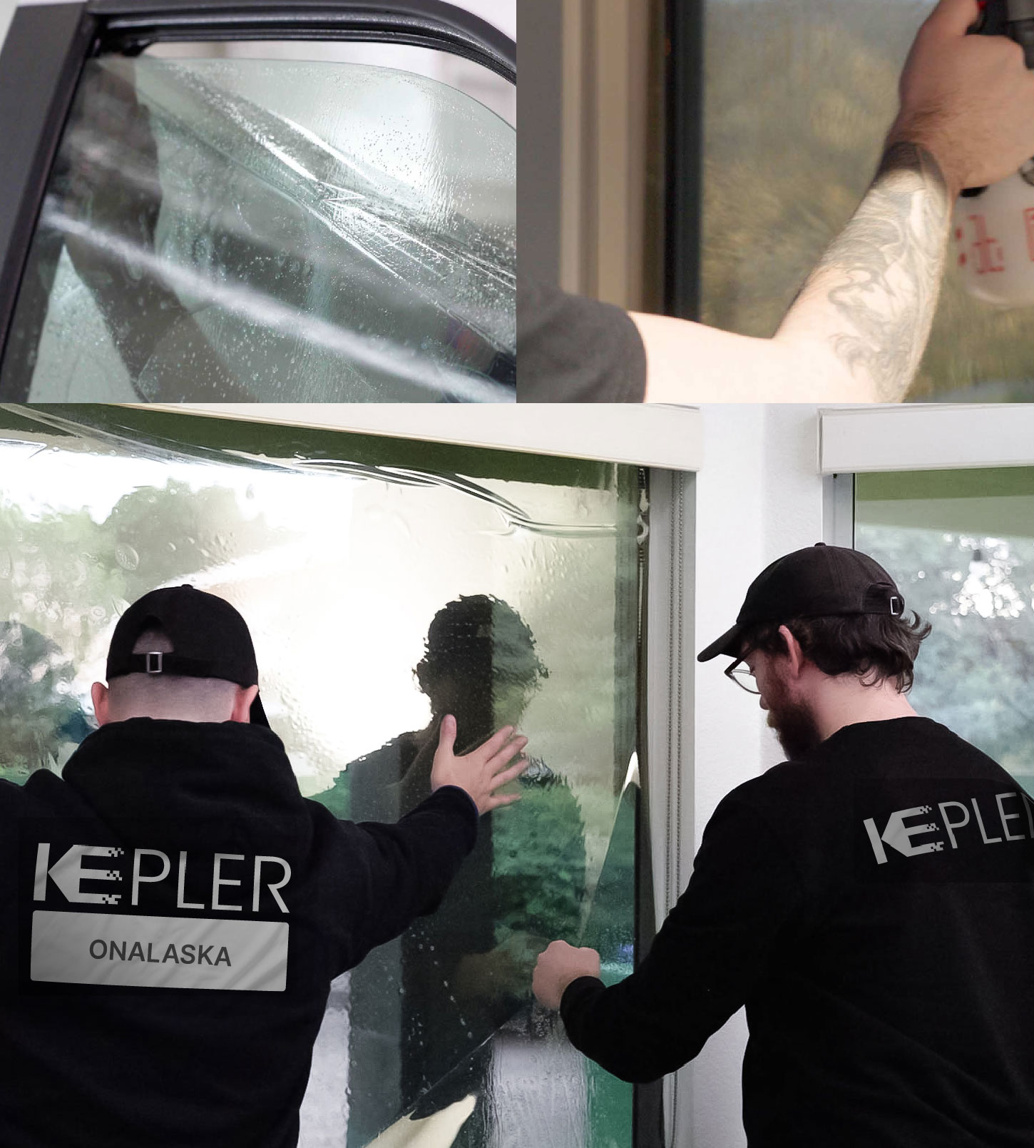 Expert Technician Installing High-tech Window Tint to Home in Onalaska