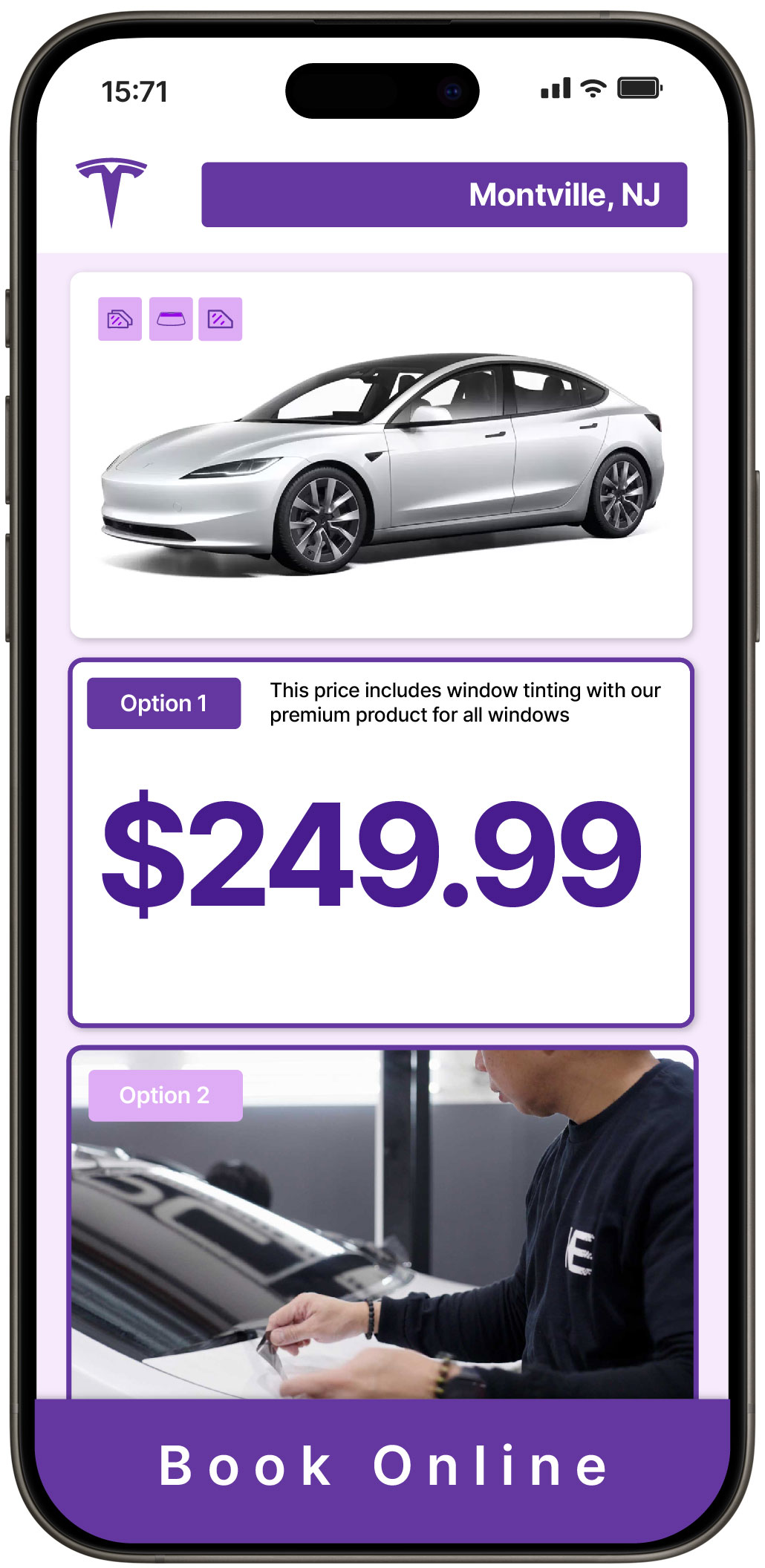 View Competitive Tesla Window Tinting Costs in Montville, New Jersey