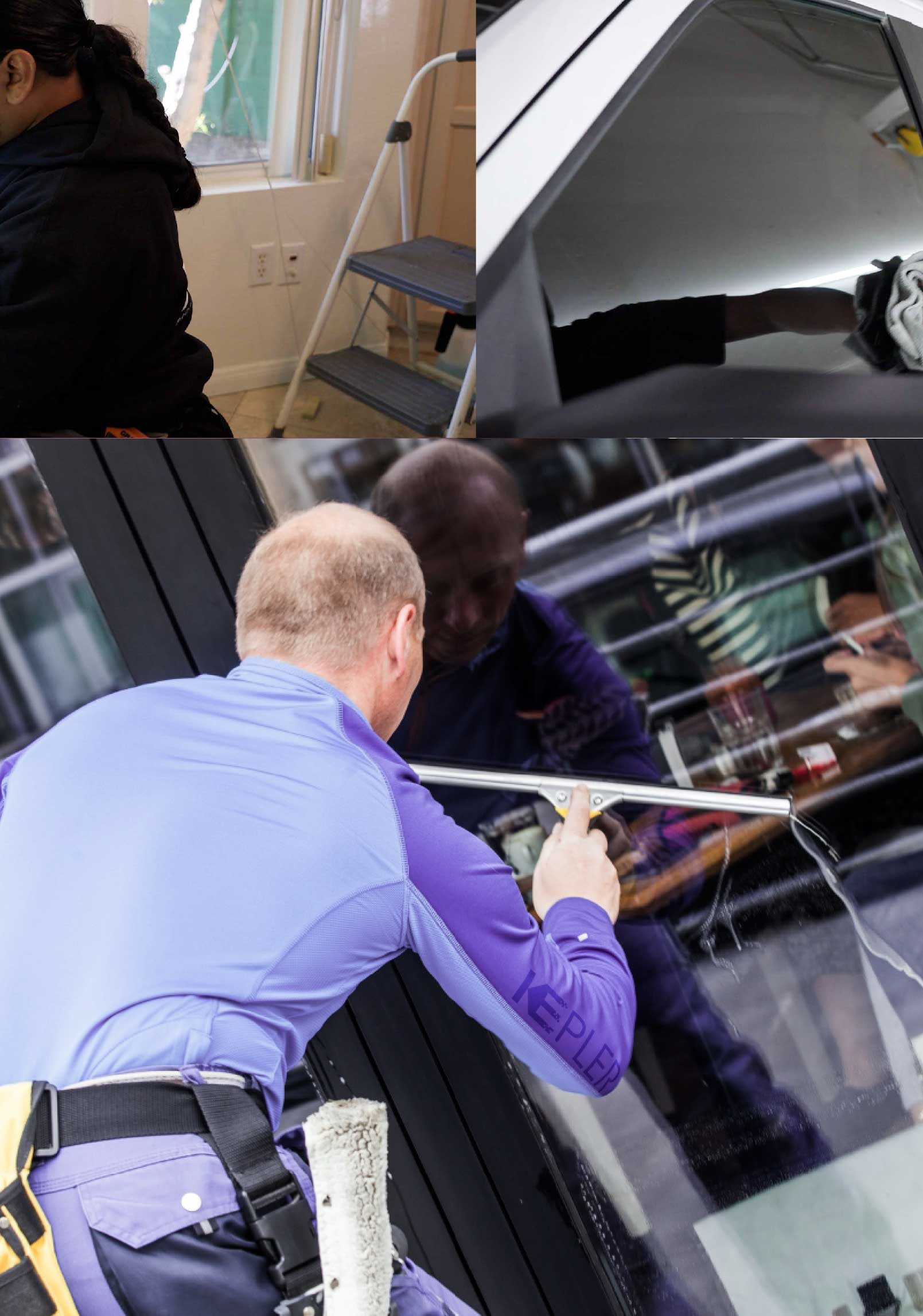 Kepler Professional Applying Anti-Graffiti Window Film to a Indianapolis Shop Front