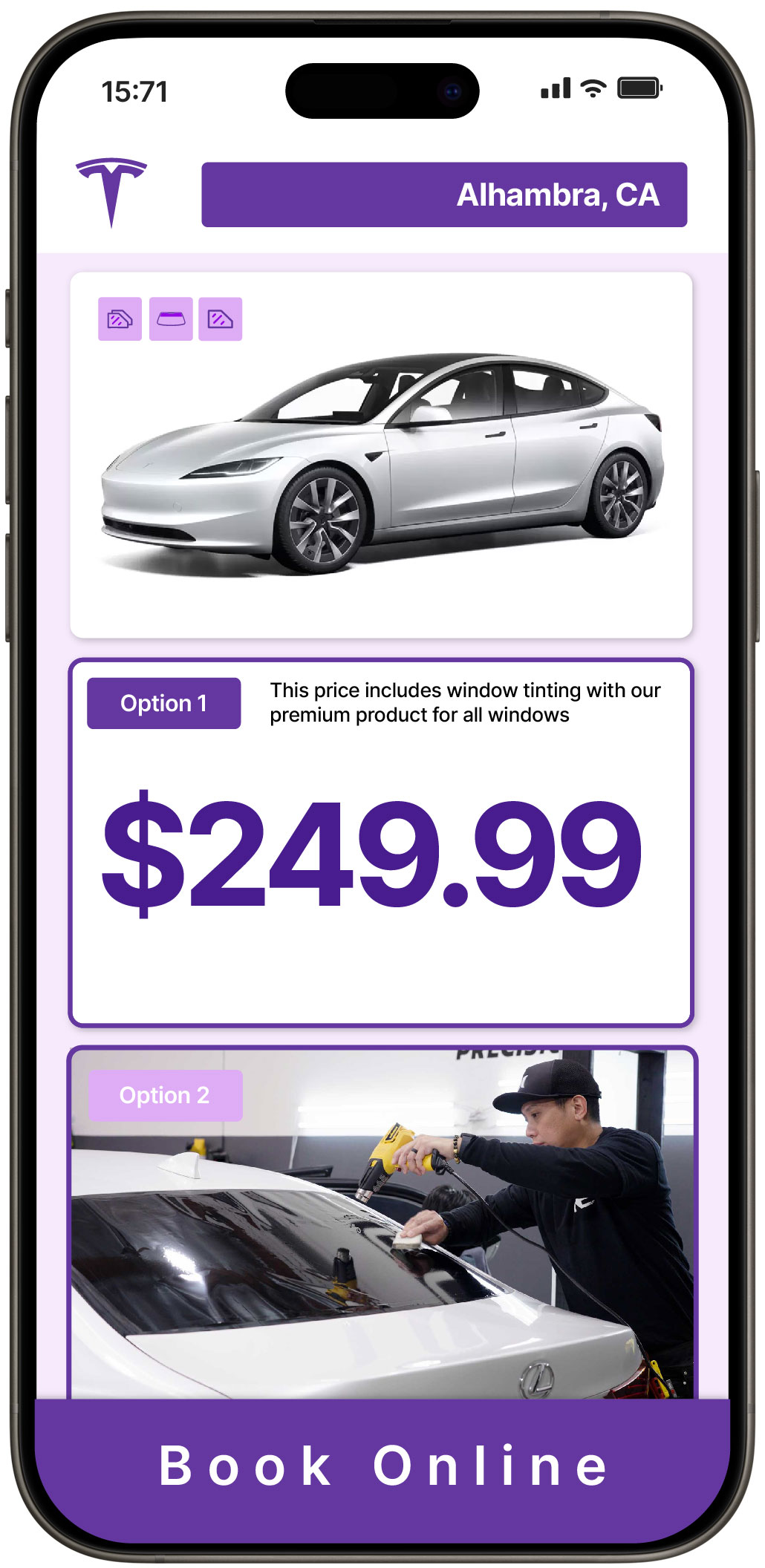 View Affordable Tesla Window Tinting Costs in Alhambra, California