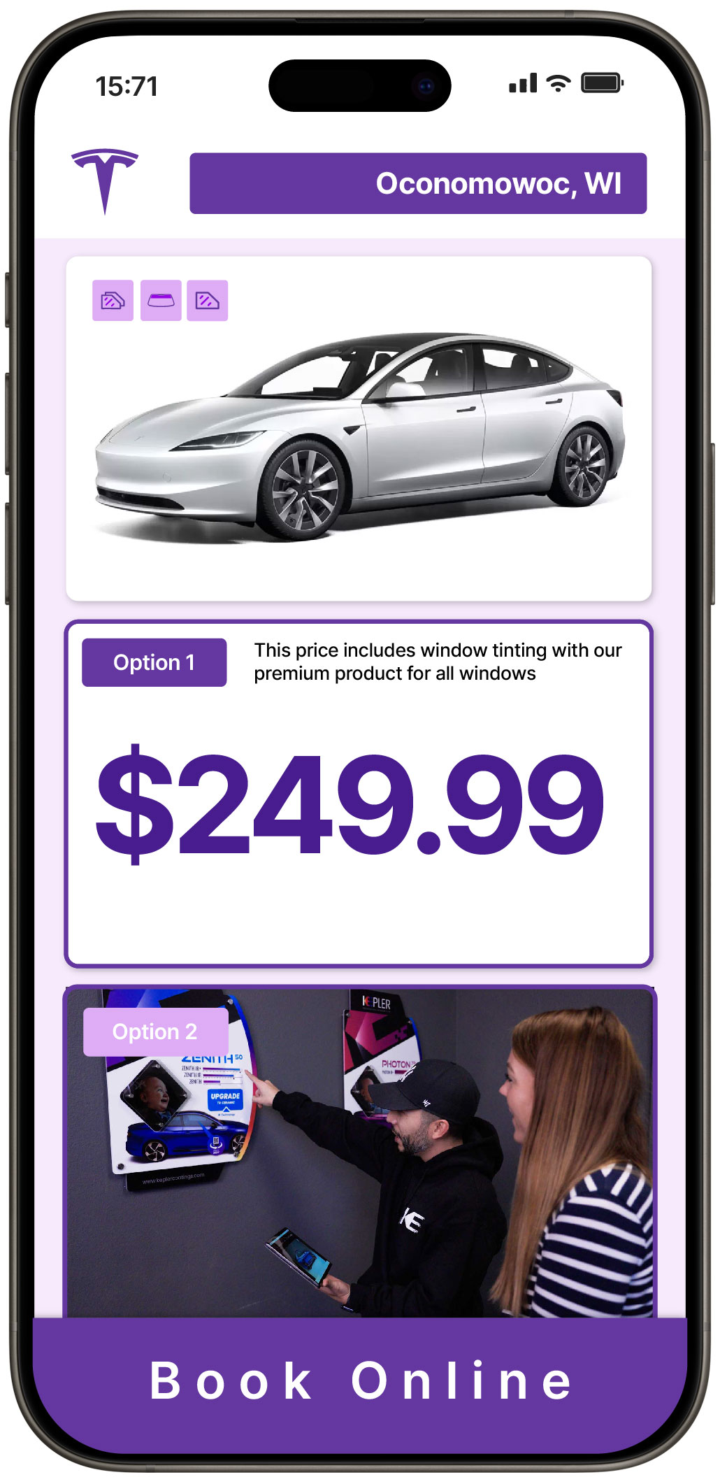 View Affordable Tesla Window Tinting Costs in Oconomowoc, Wisconsin