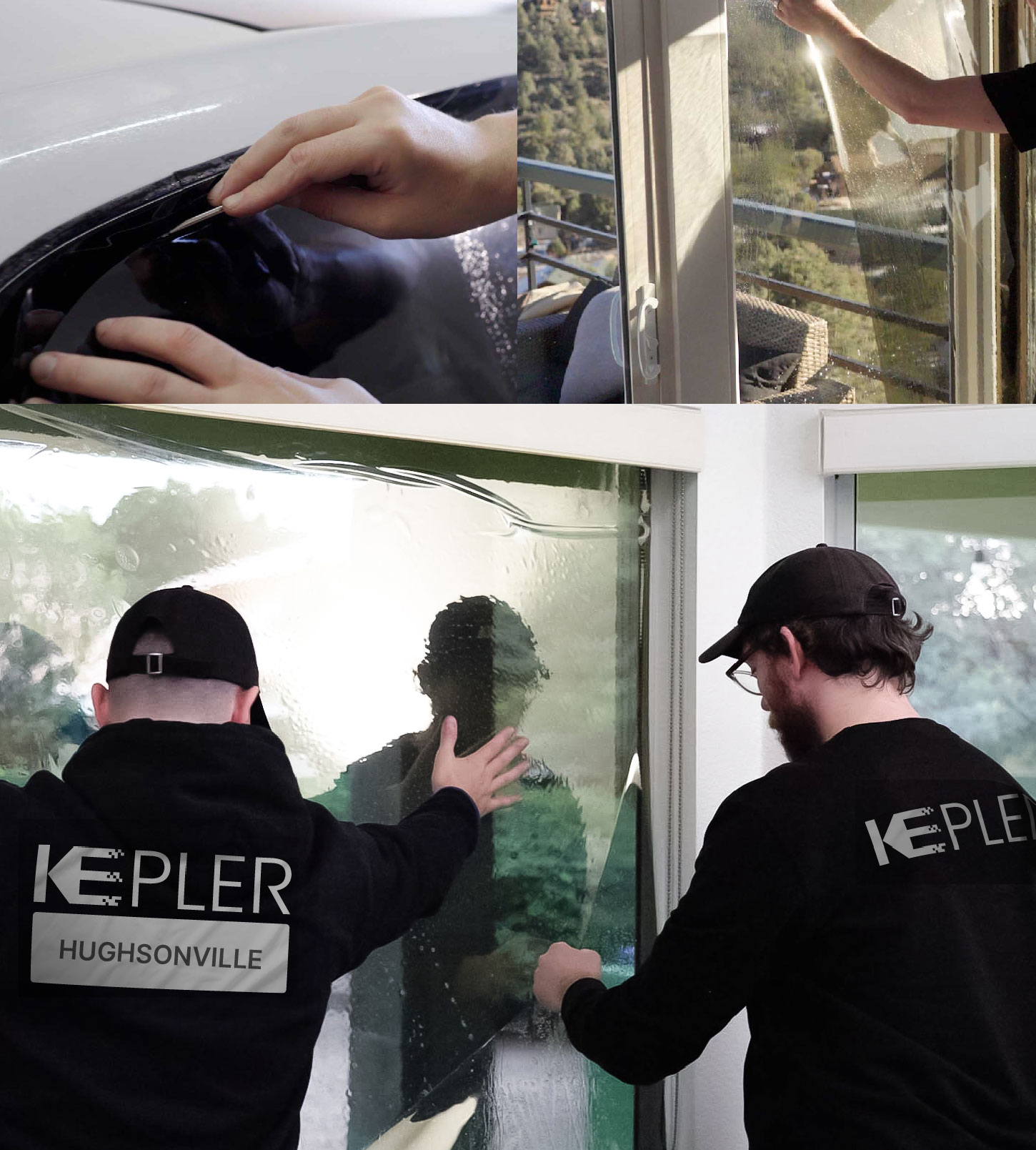 Kepler Technician Installing Advanced Window Tint to Home in Hughsonville