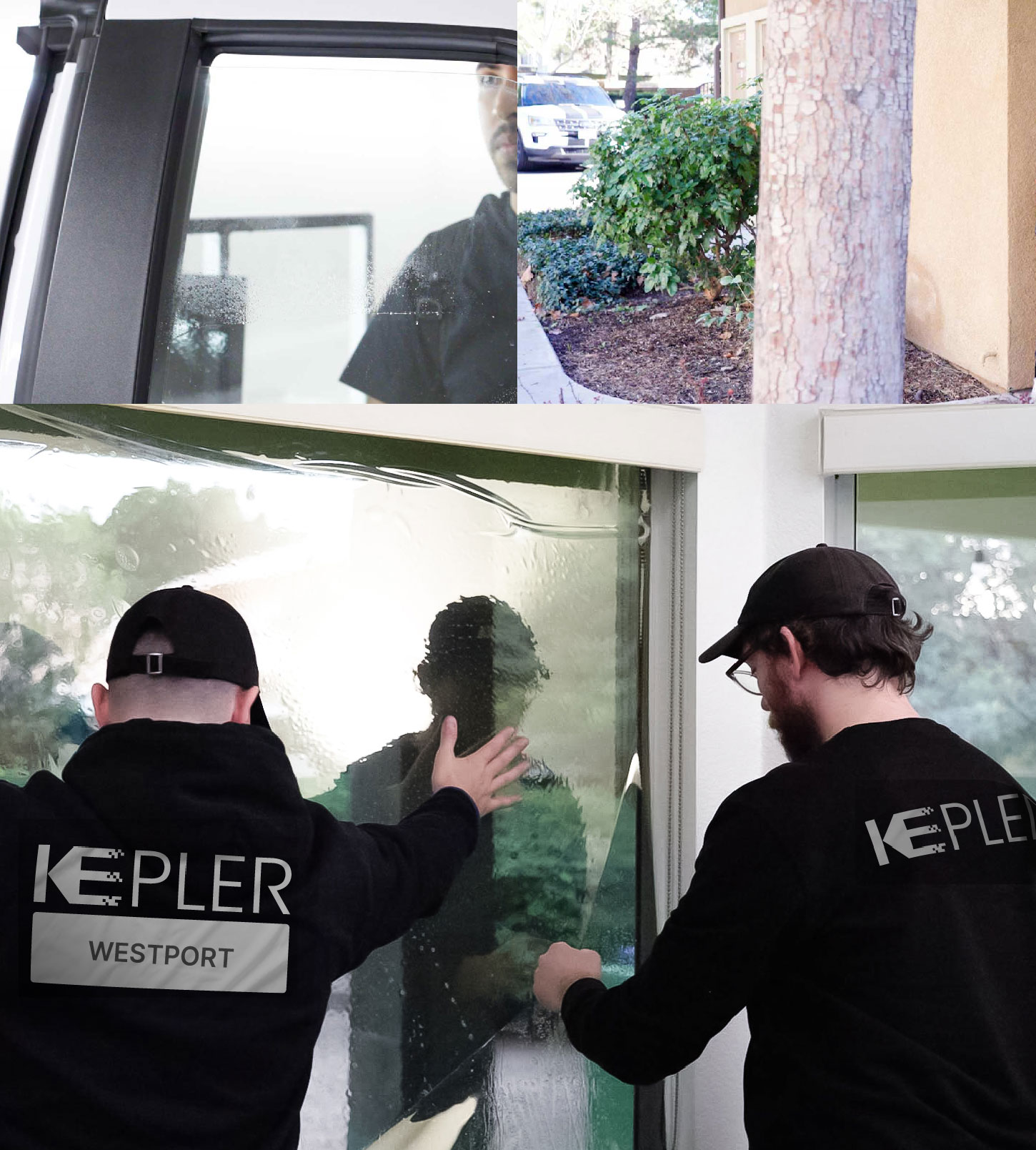 Kepler Technician Installing Ceramic Window Tint to Home in Westport