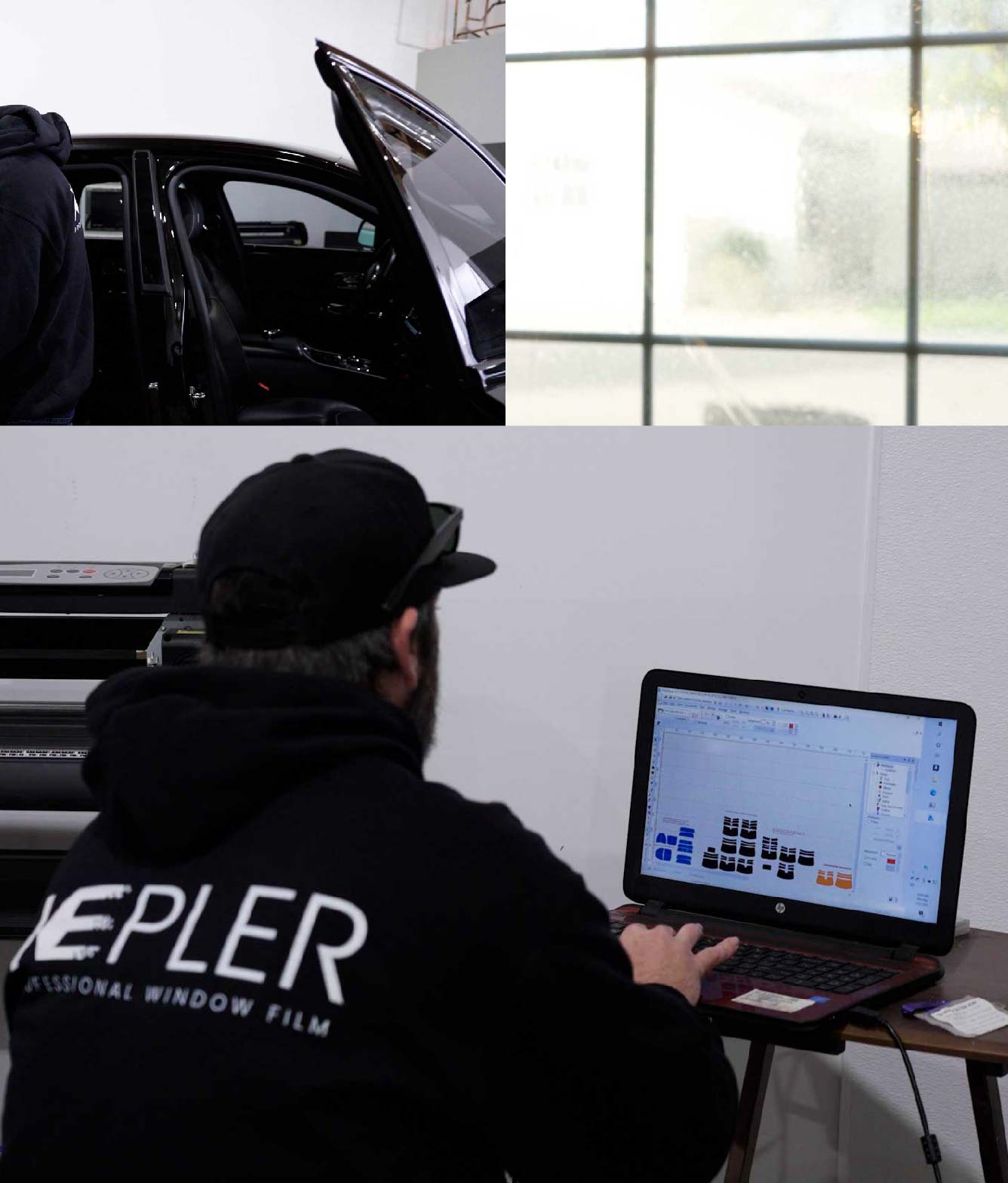 Ceramic Window Tinting Expert Cutting Film in Pasadena, Texas
