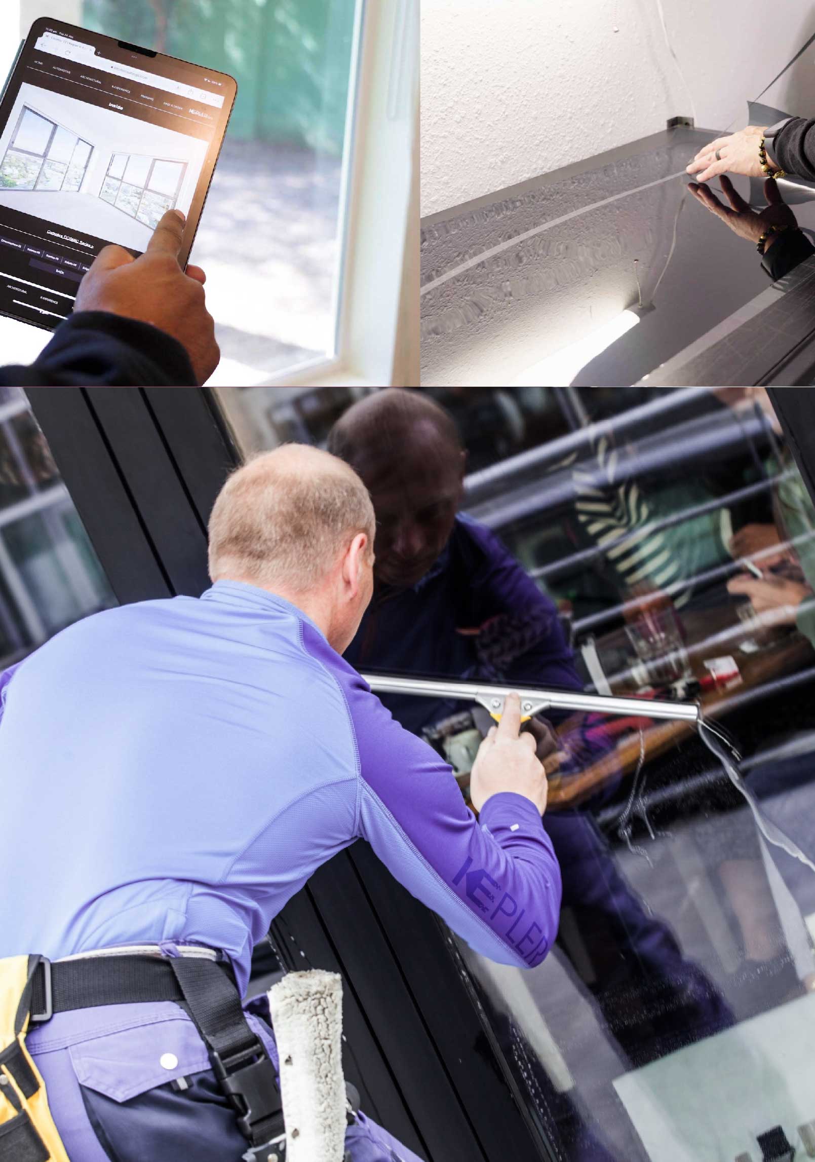 Kepler Skilled Applying Anti-Graffiti Window Film to a Lockport Shop Front