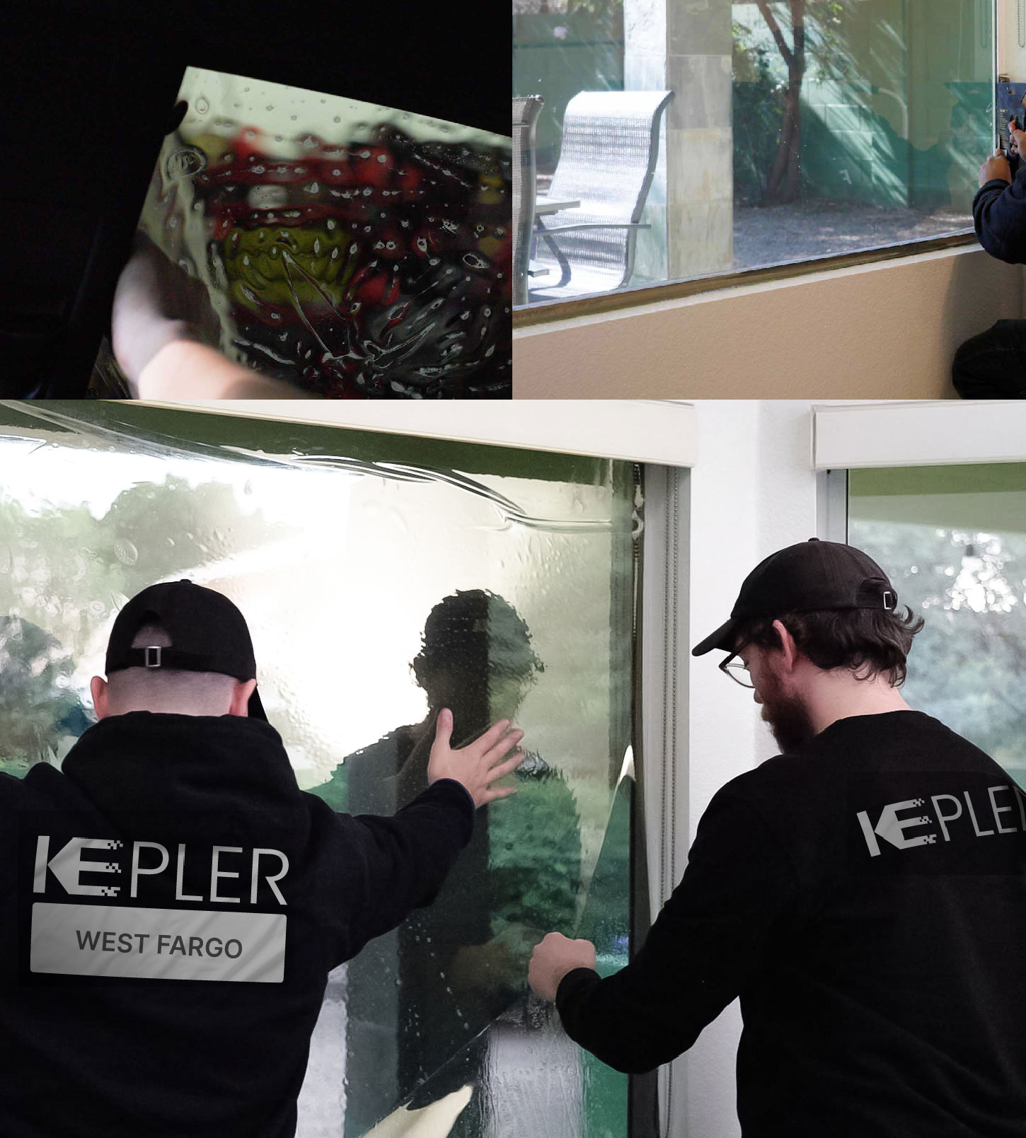 Expert Technician Fitting High-tech Window Tint to Home in West Fargo