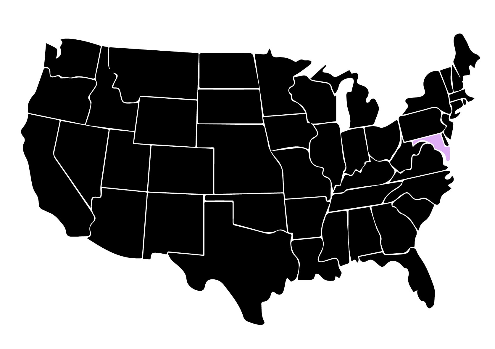 Map Showing Location of Kepler Home Window Tinters in Silver Spring, Maryland with Purple Highlight on the State