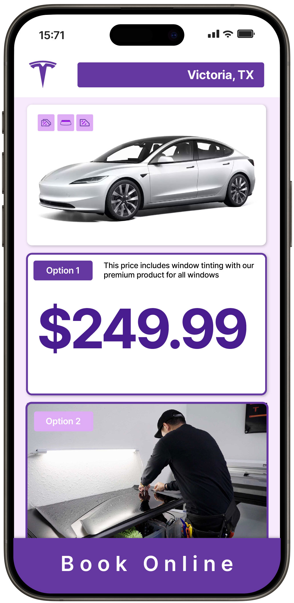 View Competitive Tesla Window Tinting Prices in Austin, Texas