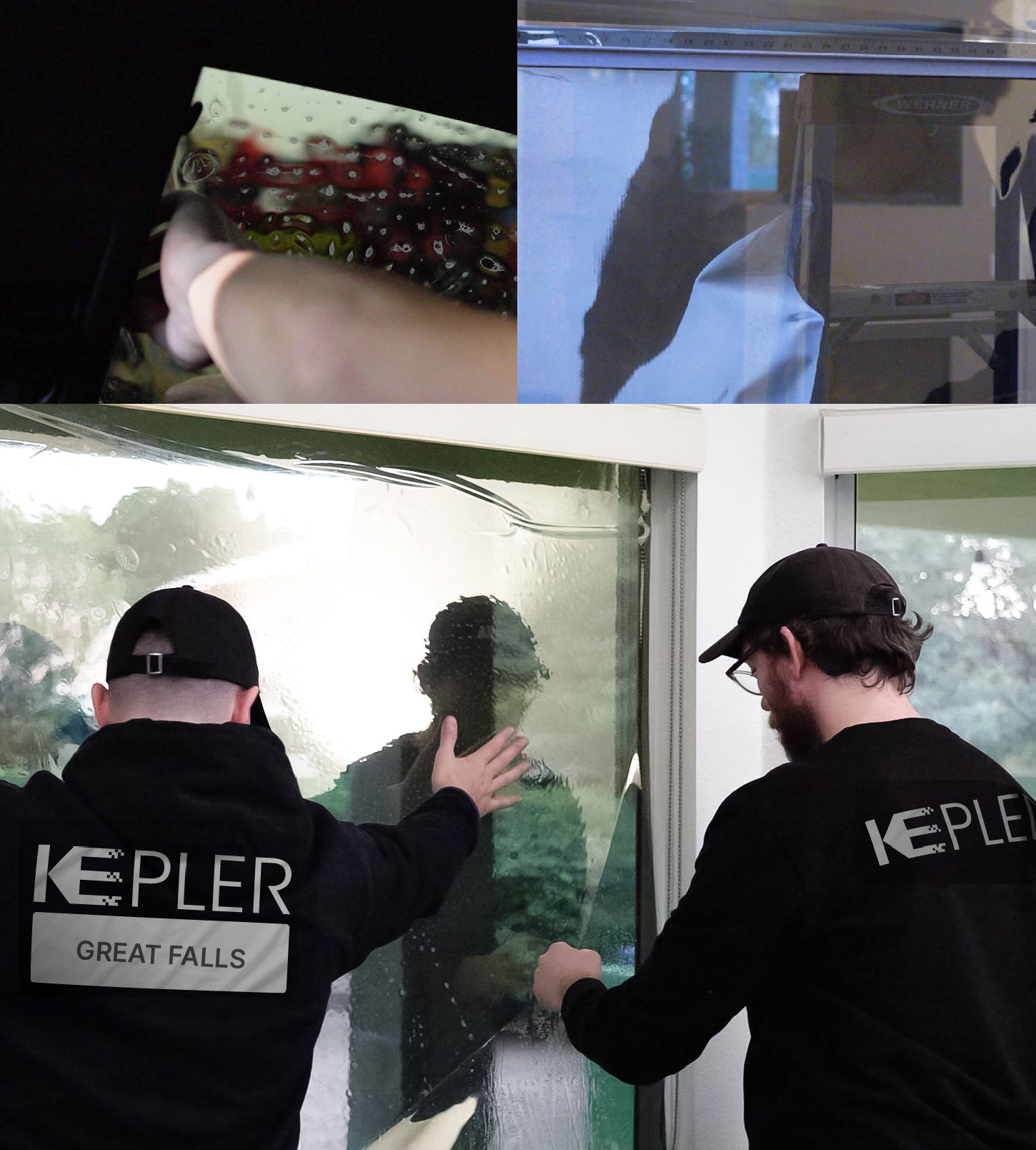 Expert Technician Applying Advanced Window Tint to Home in Great Falls