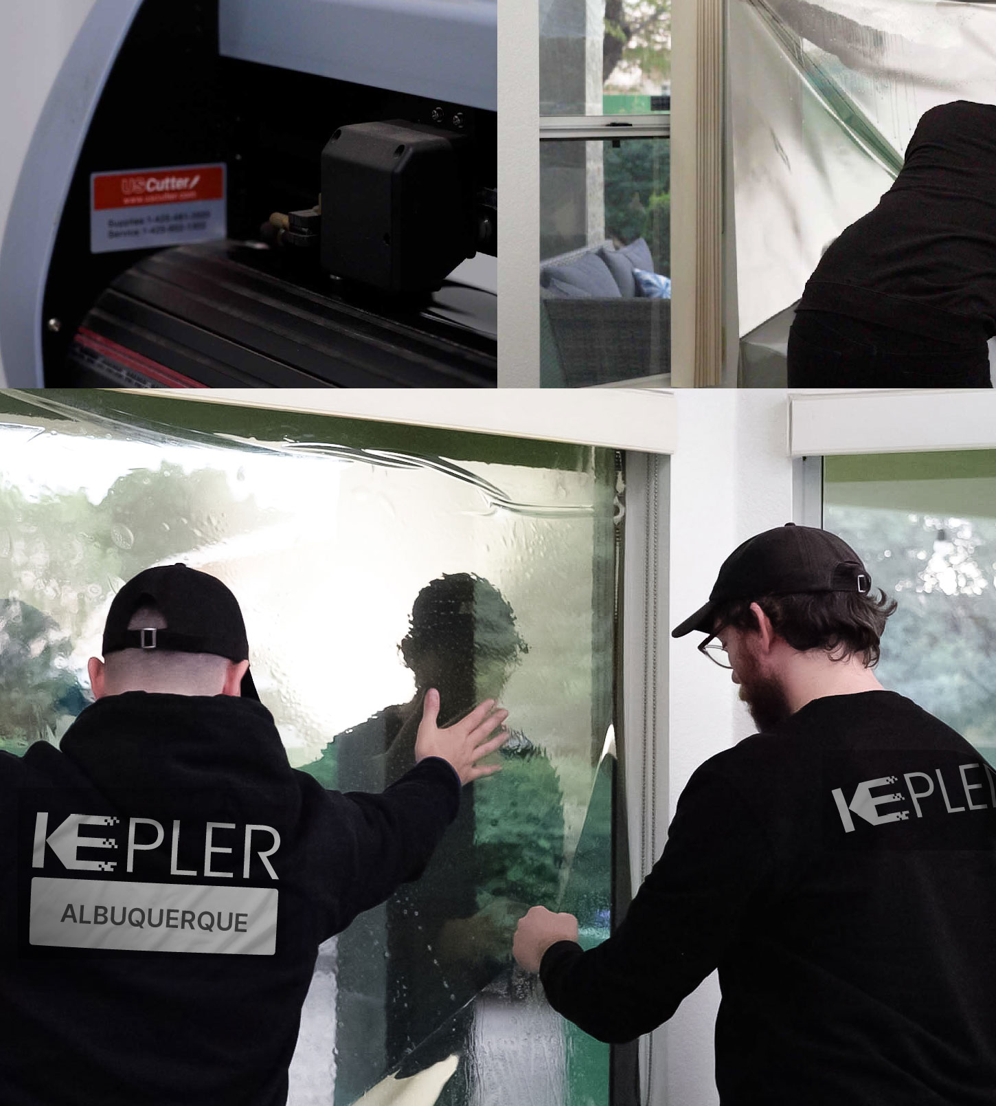 Expert Technician Applying High-tech Window Tint to Home in Albuquerque