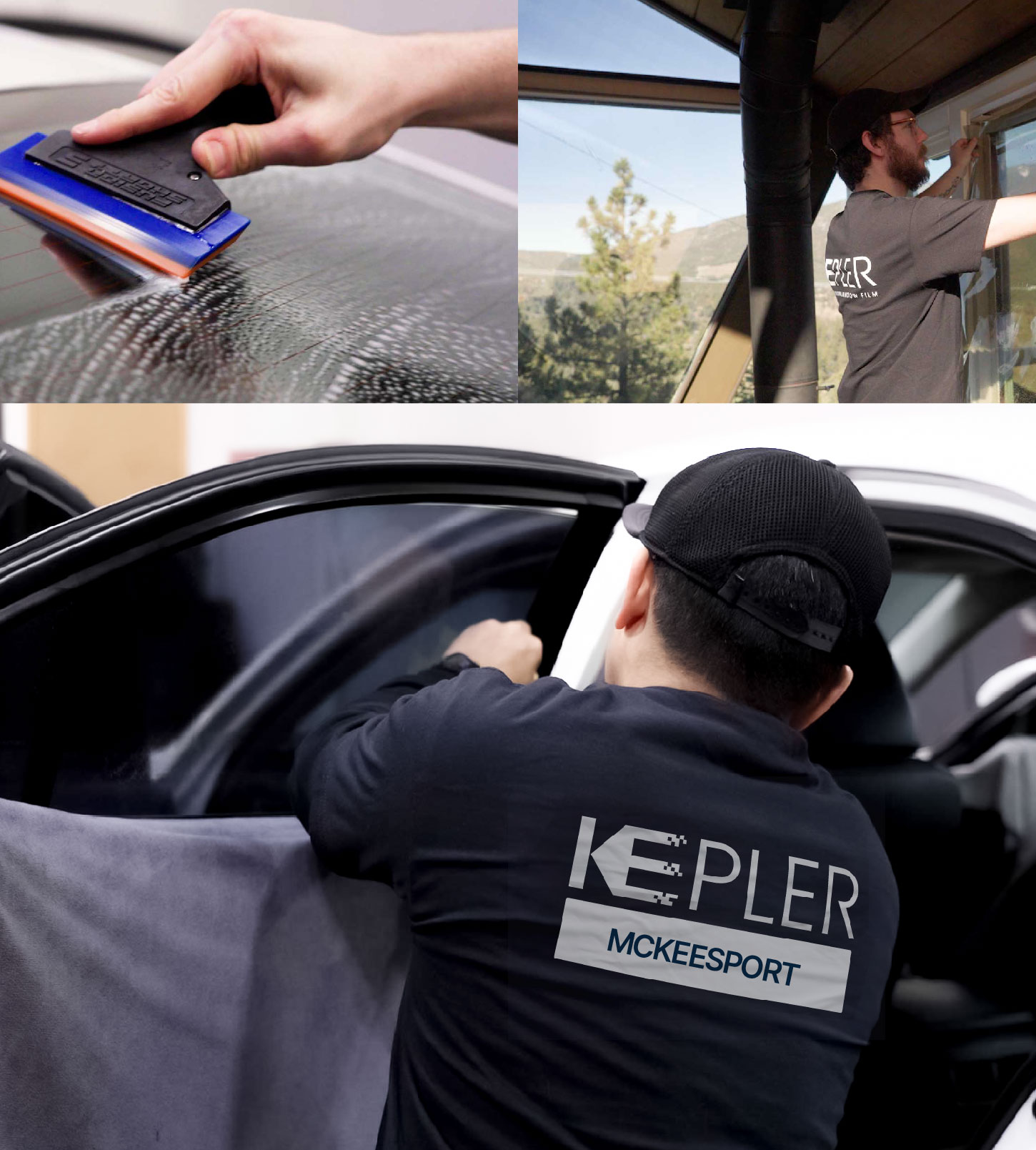 Automotive Window Tinting Expert Applying Film in McKeesport, Pennsylvania