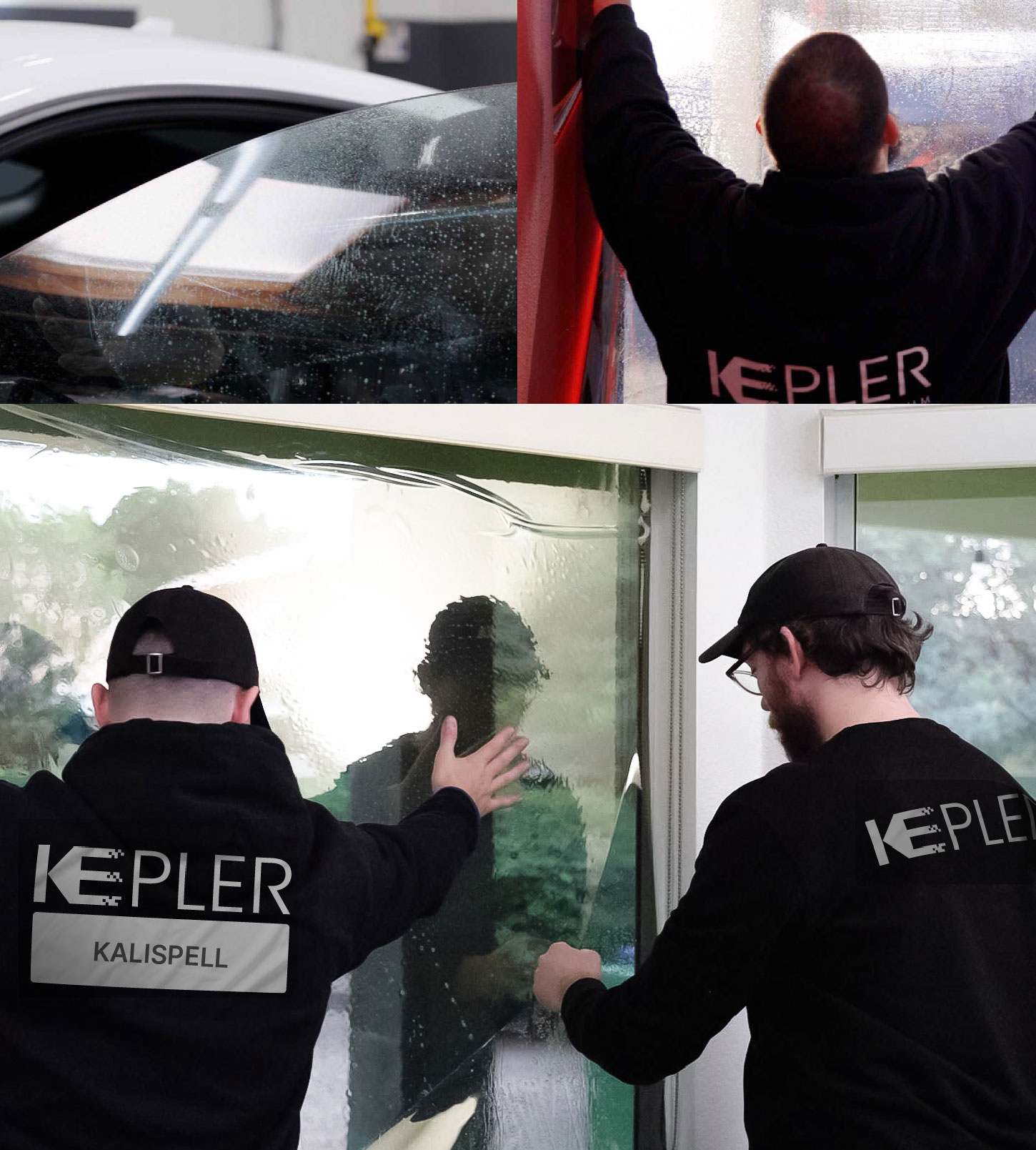 Kepler Technician Installing Ceramic Window Tint to Home in Kalispell