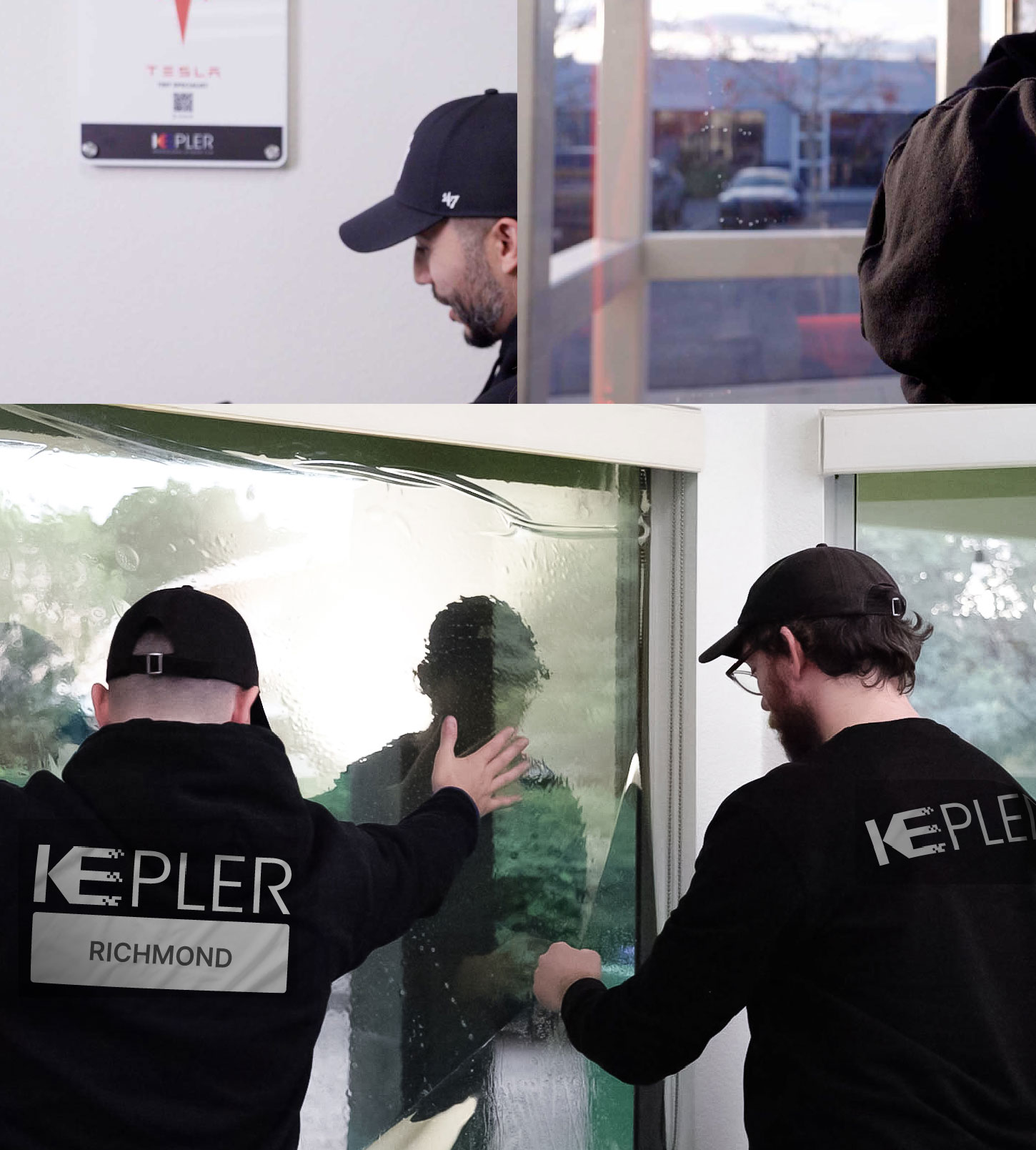 Kepler Technician Applying Ceramic Window Tint to Home in Richmond
