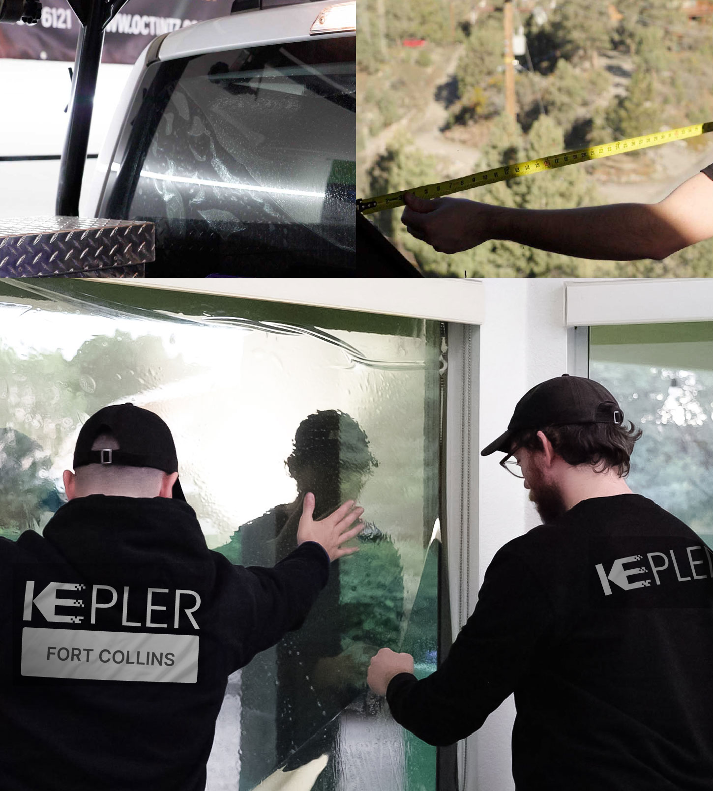 Kepler Technician Applying Advanced Window Tint to Home in Fort Collins