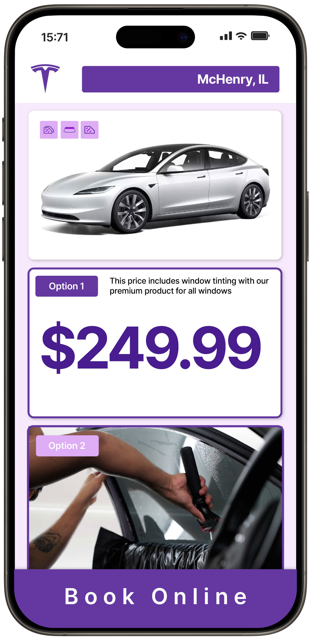 View Reasonable Tesla Window Tinting Rates in McHenry, Illinois
