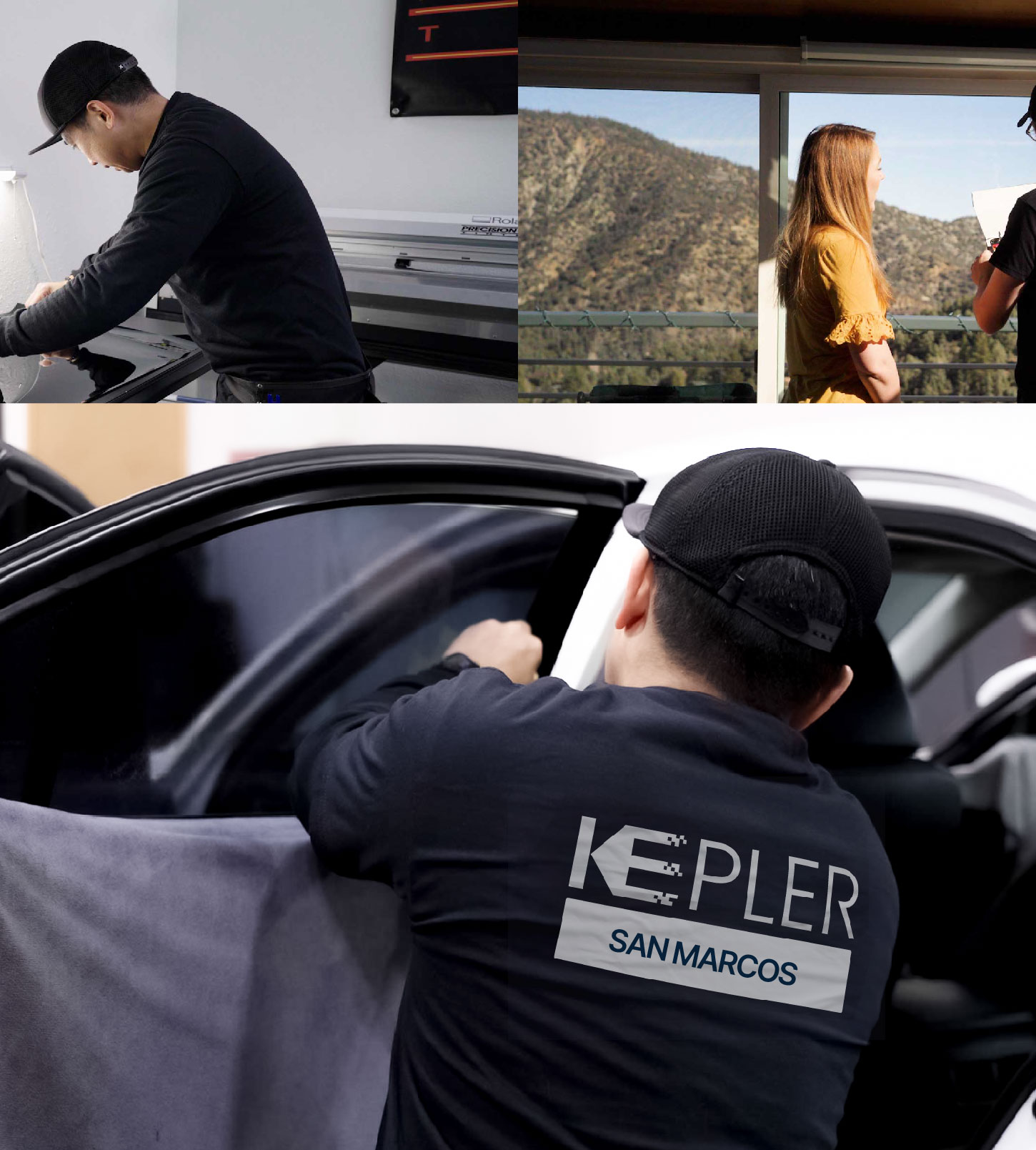 Automotive Window Tinting Expert Applying Film in San Marcos, Texas