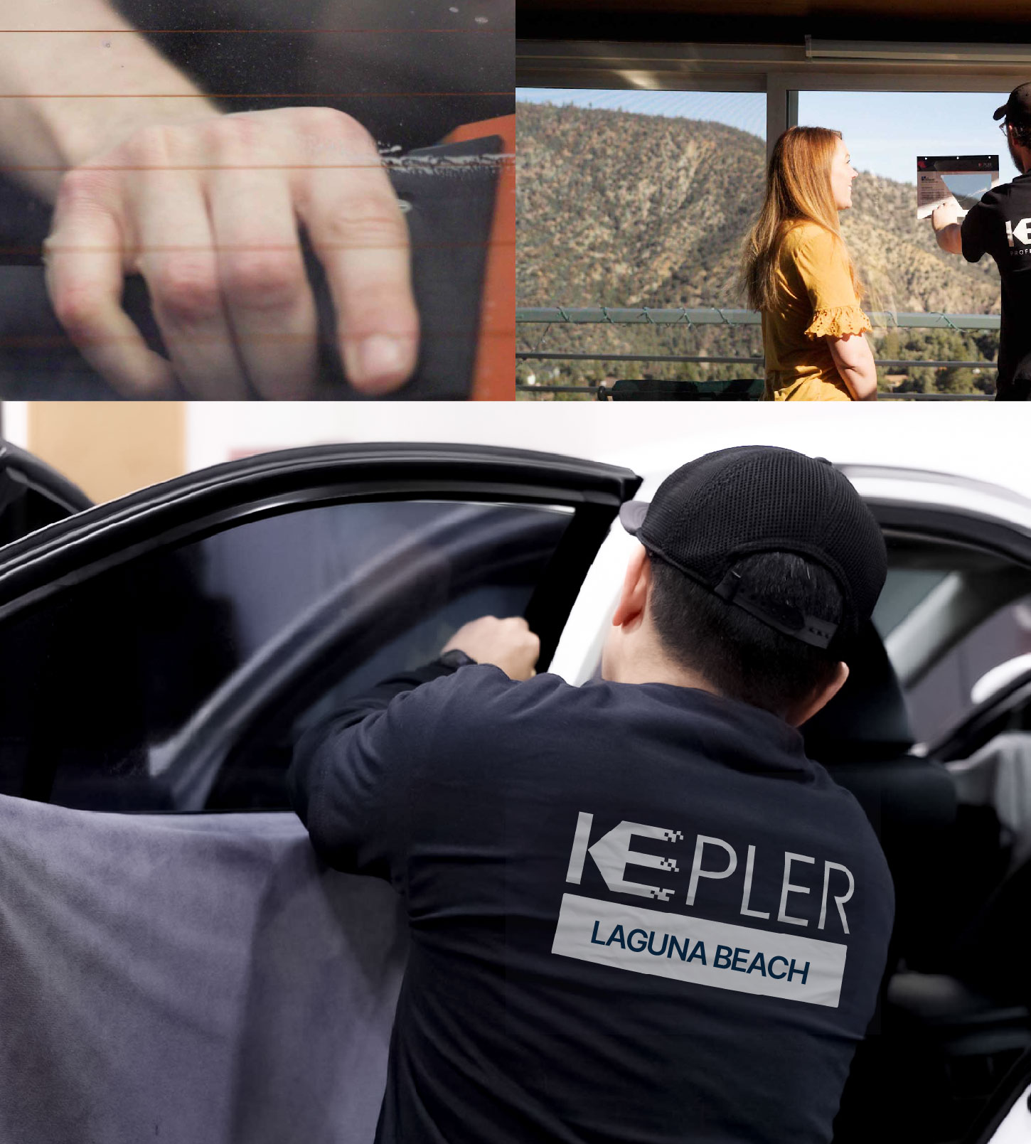 Automotive Window Tinting Expert Applying Film in Laguna Beach, California