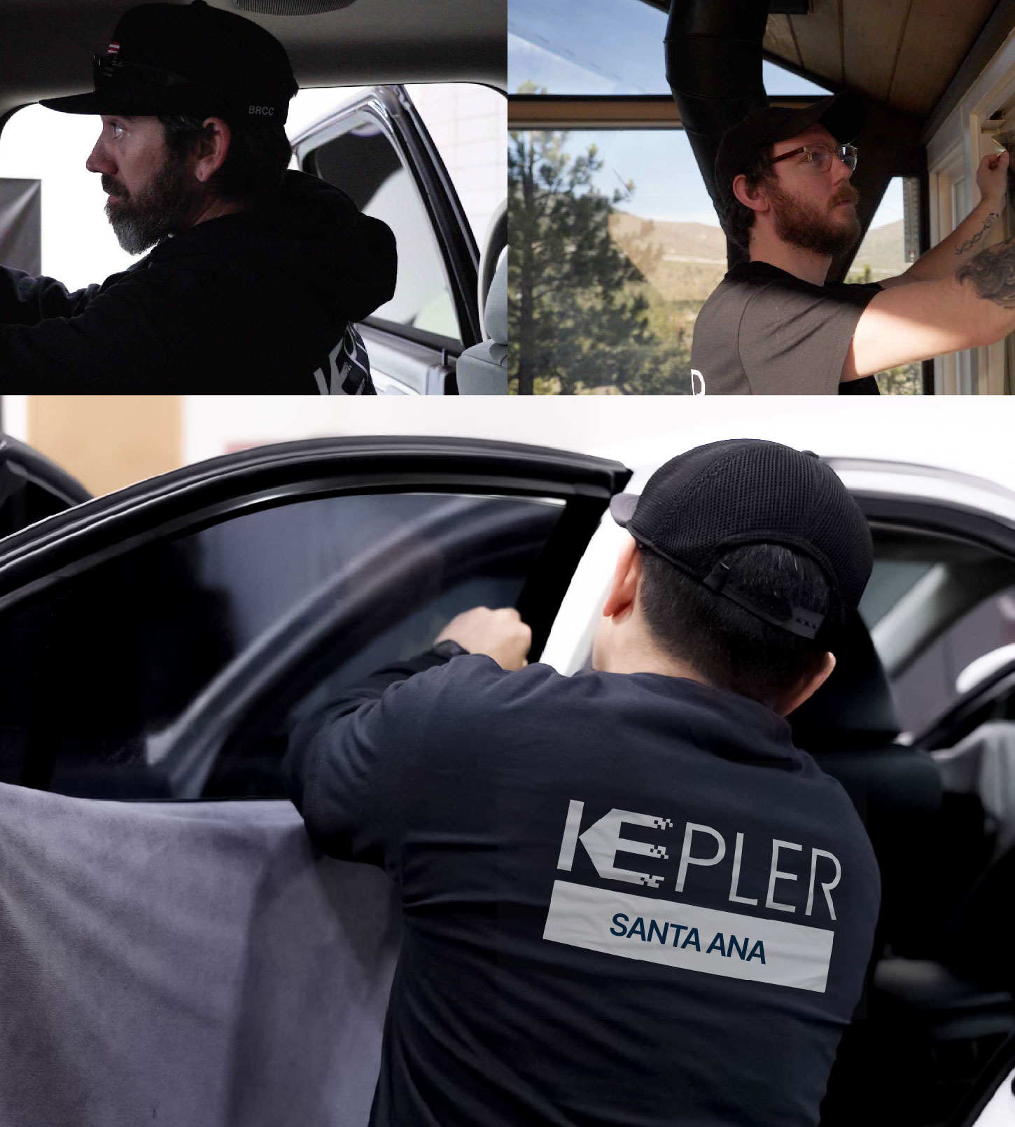 Automotive Window Tinting Expert Applying Film in Santa Ana, California