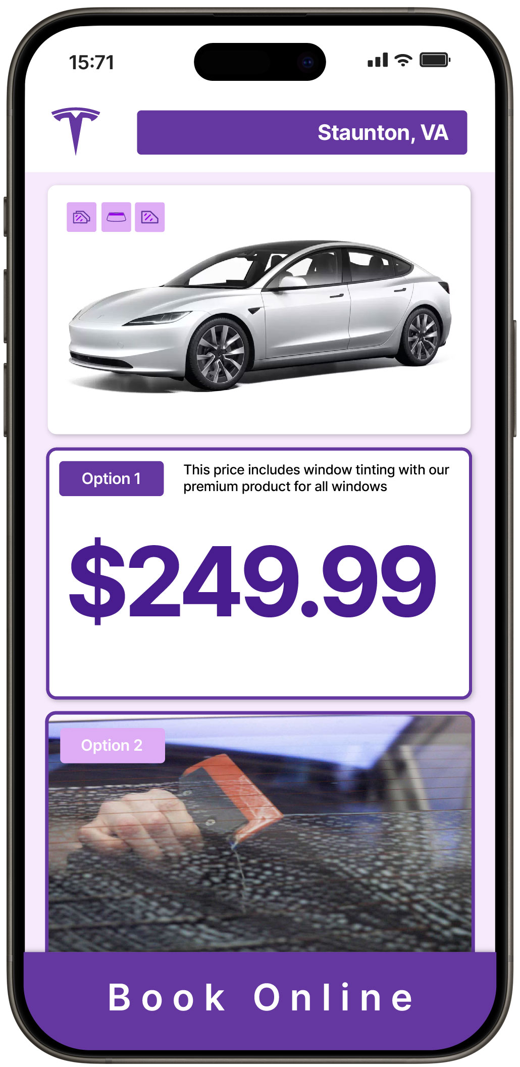 View Reasonable Tesla Window Tinting Prices in Staunton, Virginia