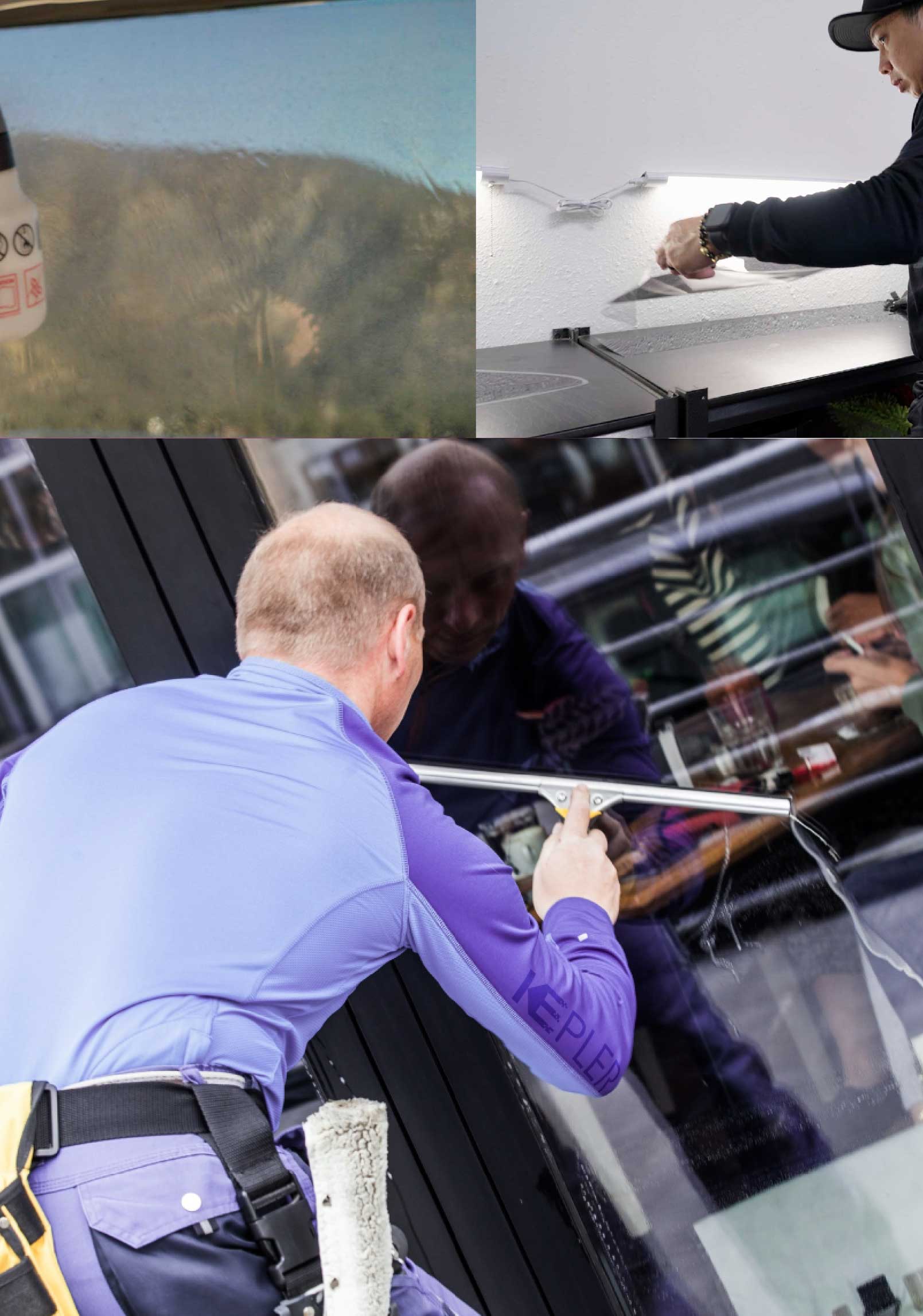 Kepler Professional Applying Anti-Graffiti Window Film to a Sterling Heights Shop Front
