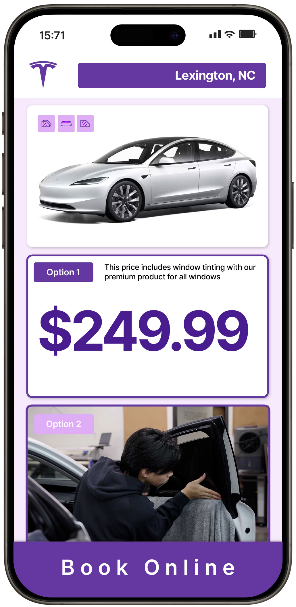 View Affordable Tesla Window Tinting Rates in Lexington, North Carolina