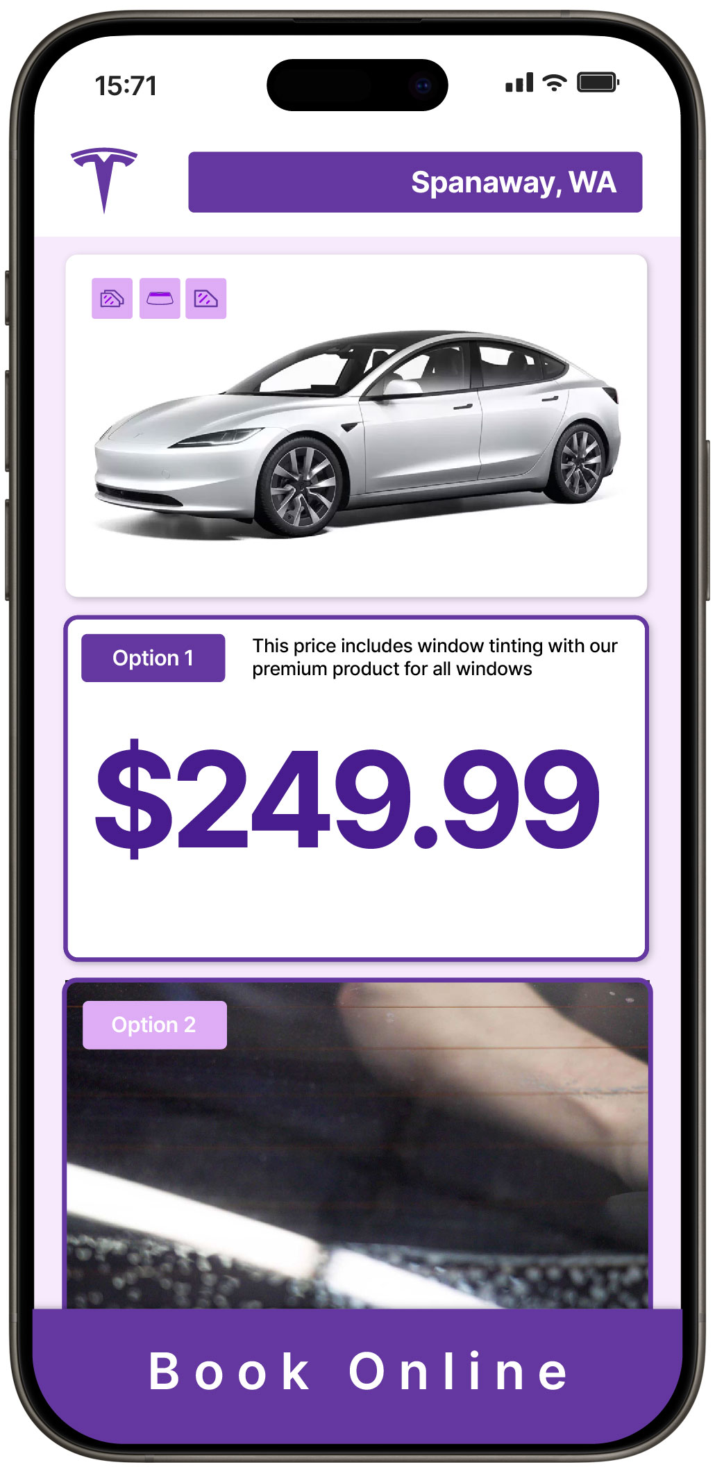 View Affordable Tesla Window Tinting Rates in Spanaway, Washington