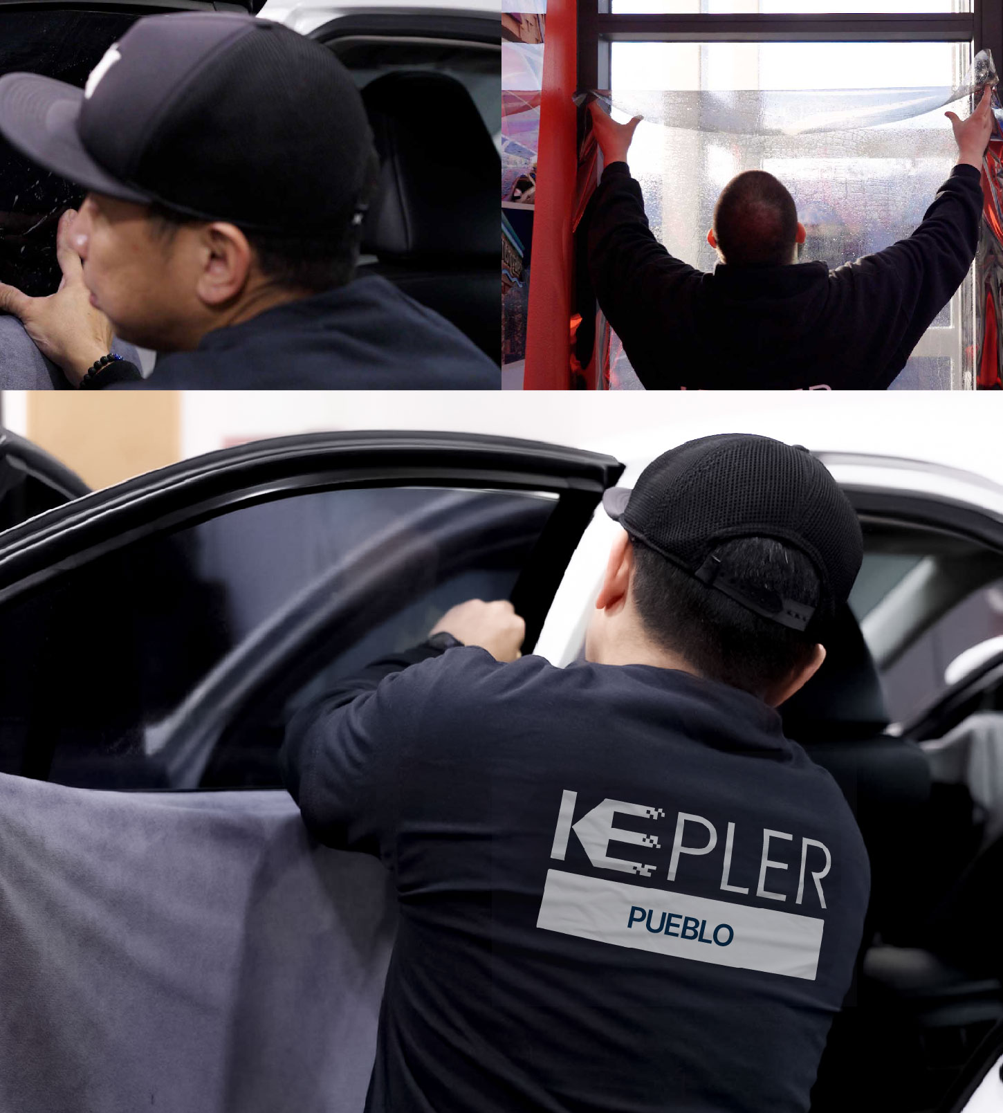 Automotive Window Tinting Expert Applying Film in Pueblo, Colorado