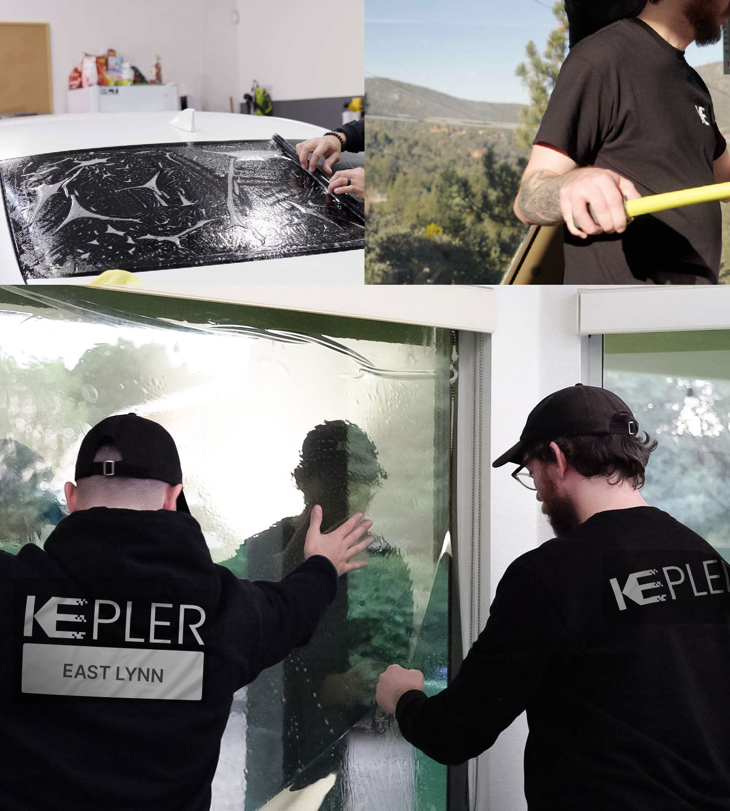 Expert Technician Fitting Ceramic Window Tint to Home in East Lynn