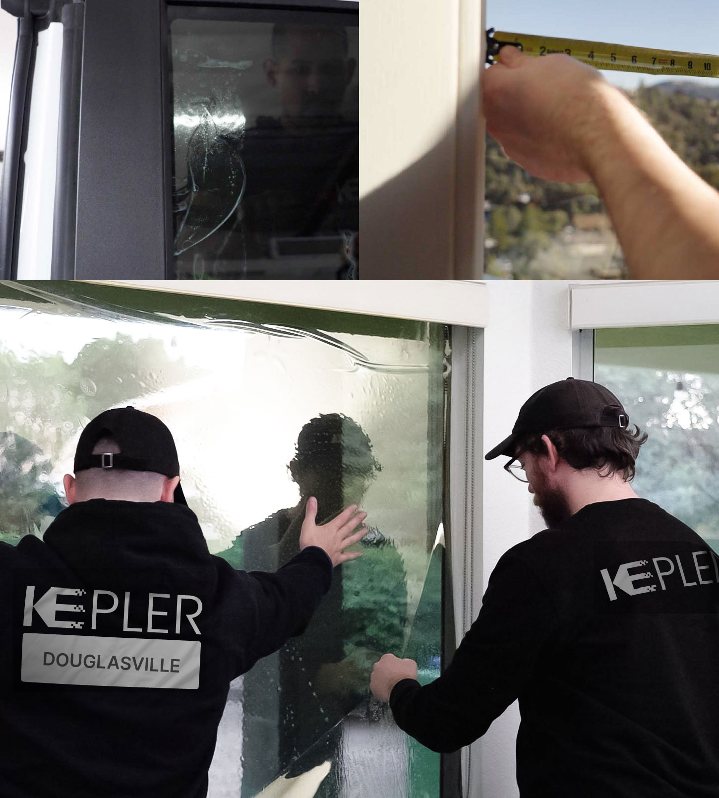 Kepler Technician Applying High-tech Window Tint to Home in Douglasville