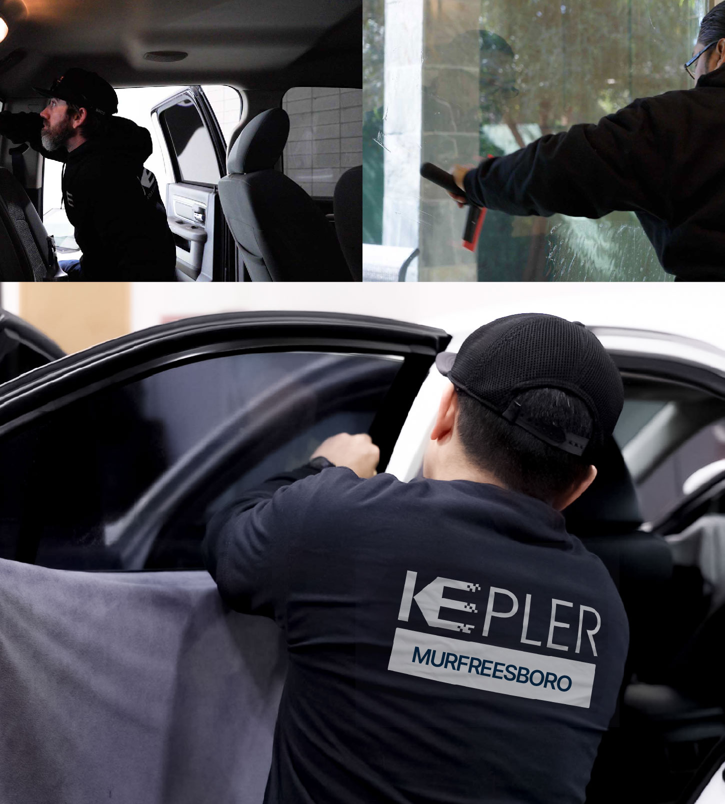 Automotive Window Tinting Expert Applying Film in Murfreesboro, Tennessee