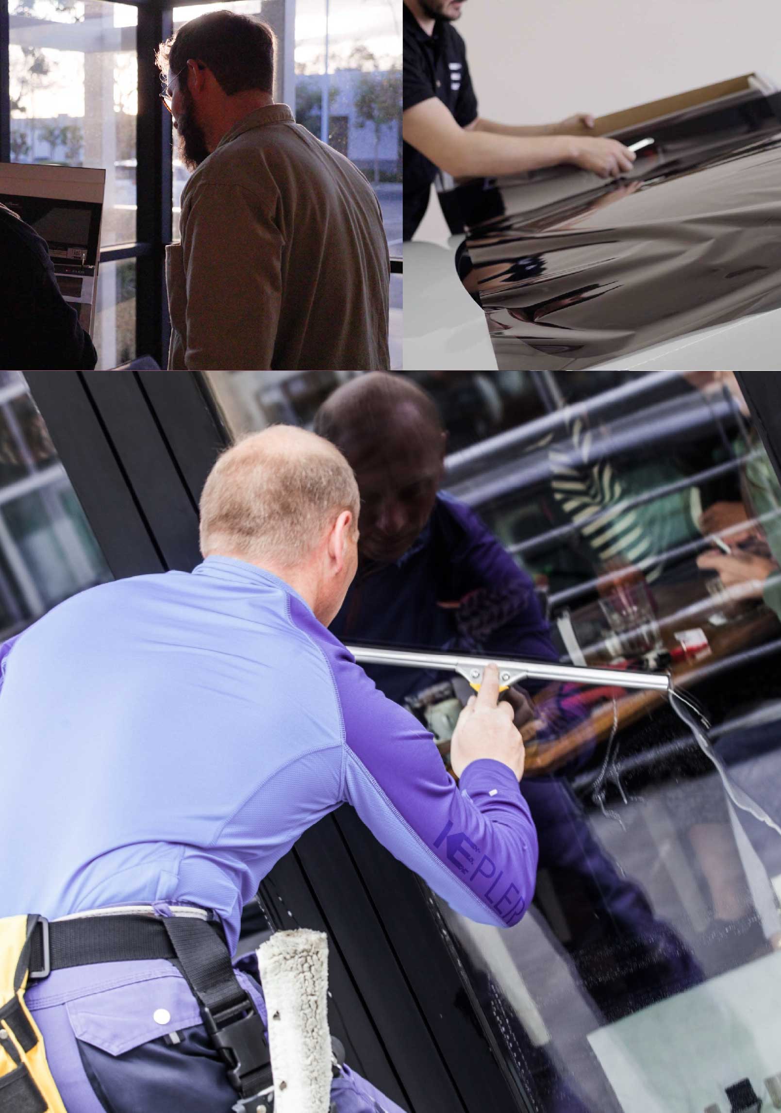Kepler Professional Applying Anti-Graffiti Window Film to a Asheboro Shop Front