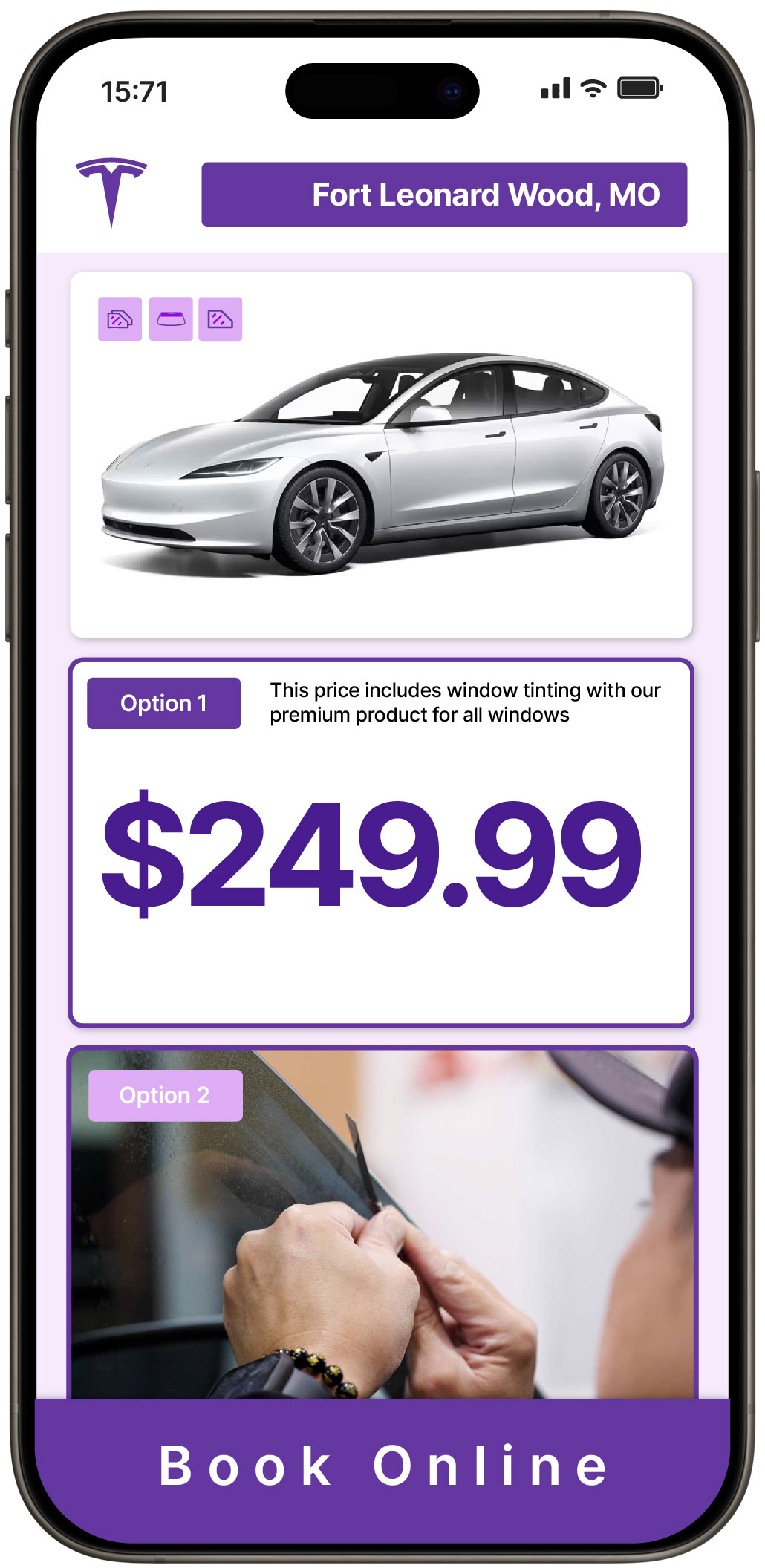 View Competitive Tesla Window Tinting Prices in Fort Leonard Wood, Missouri