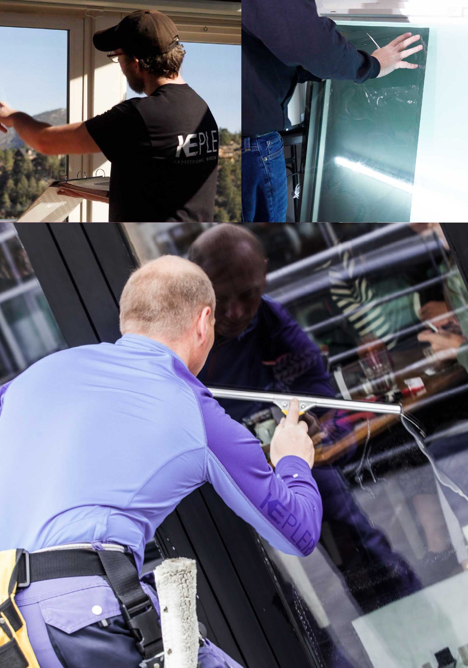 Kepler Skilled Applying Anti-Graffiti Window Film to a Missoula Shop Front