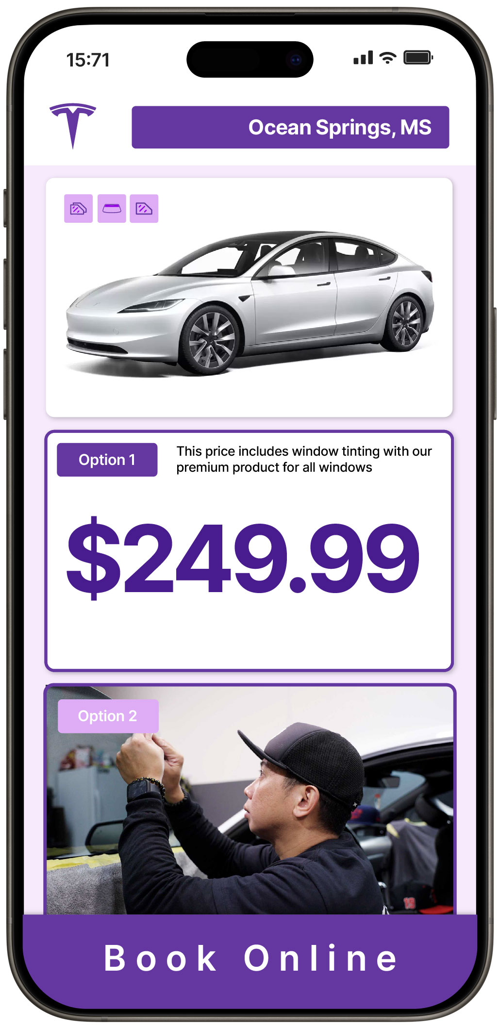 View Competitive Tesla Window Tinting Rates in Ocean Springs, Mississippi