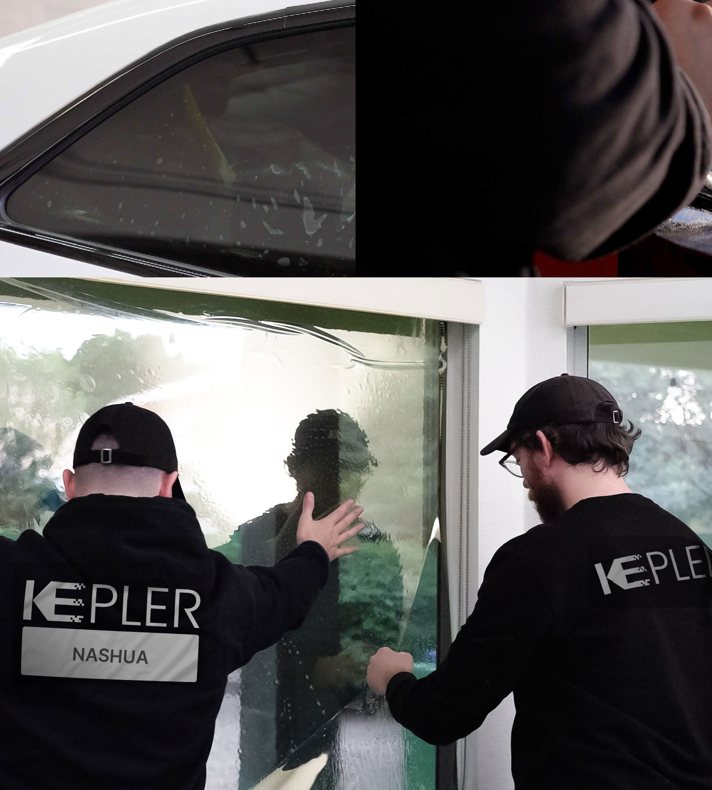 Expert Technician Installing High-tech Window Tint to Home in Nashua