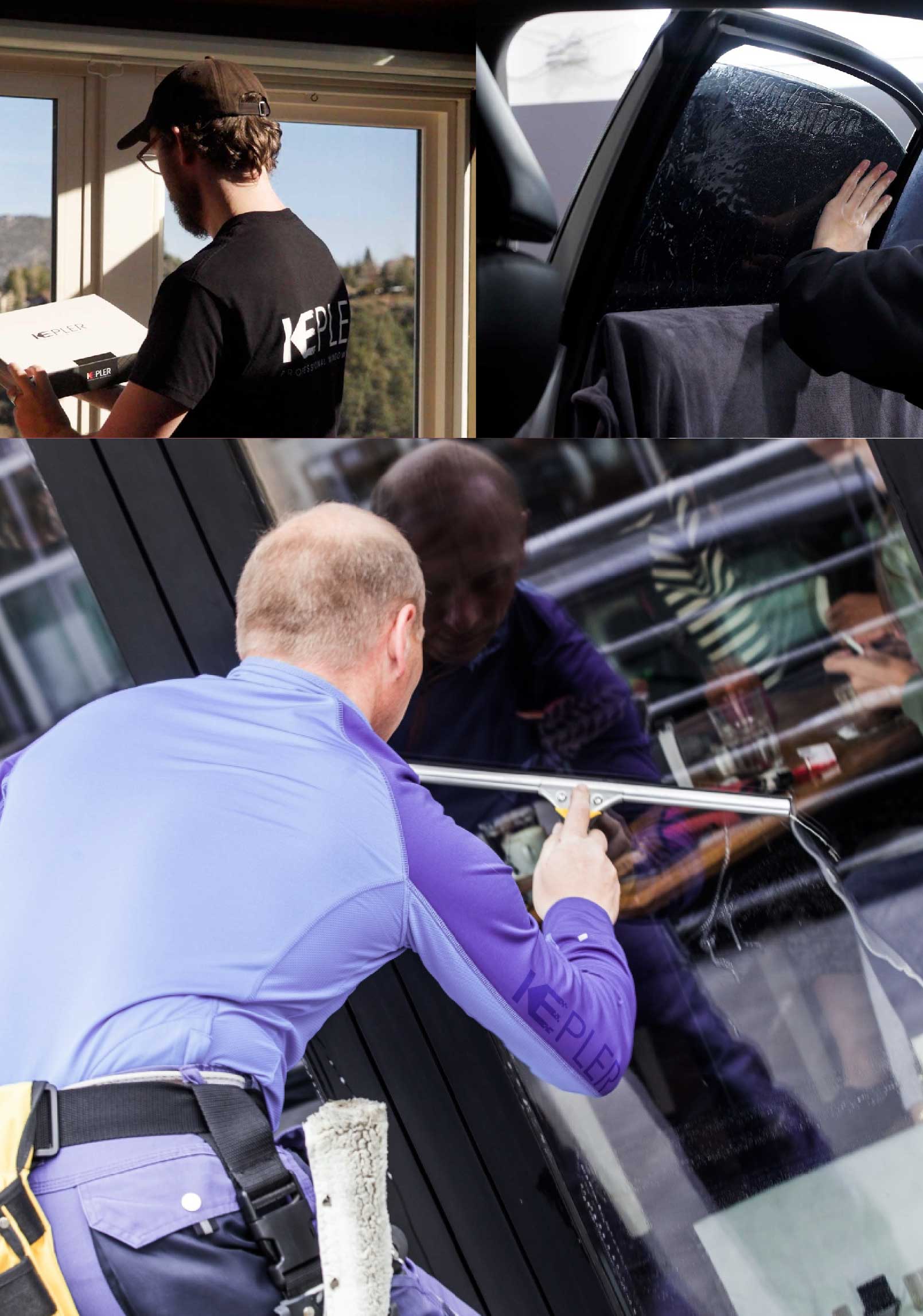 Kepler Skilled Applying Anti-Graffiti Window Film to a Barnstable Shop Front
