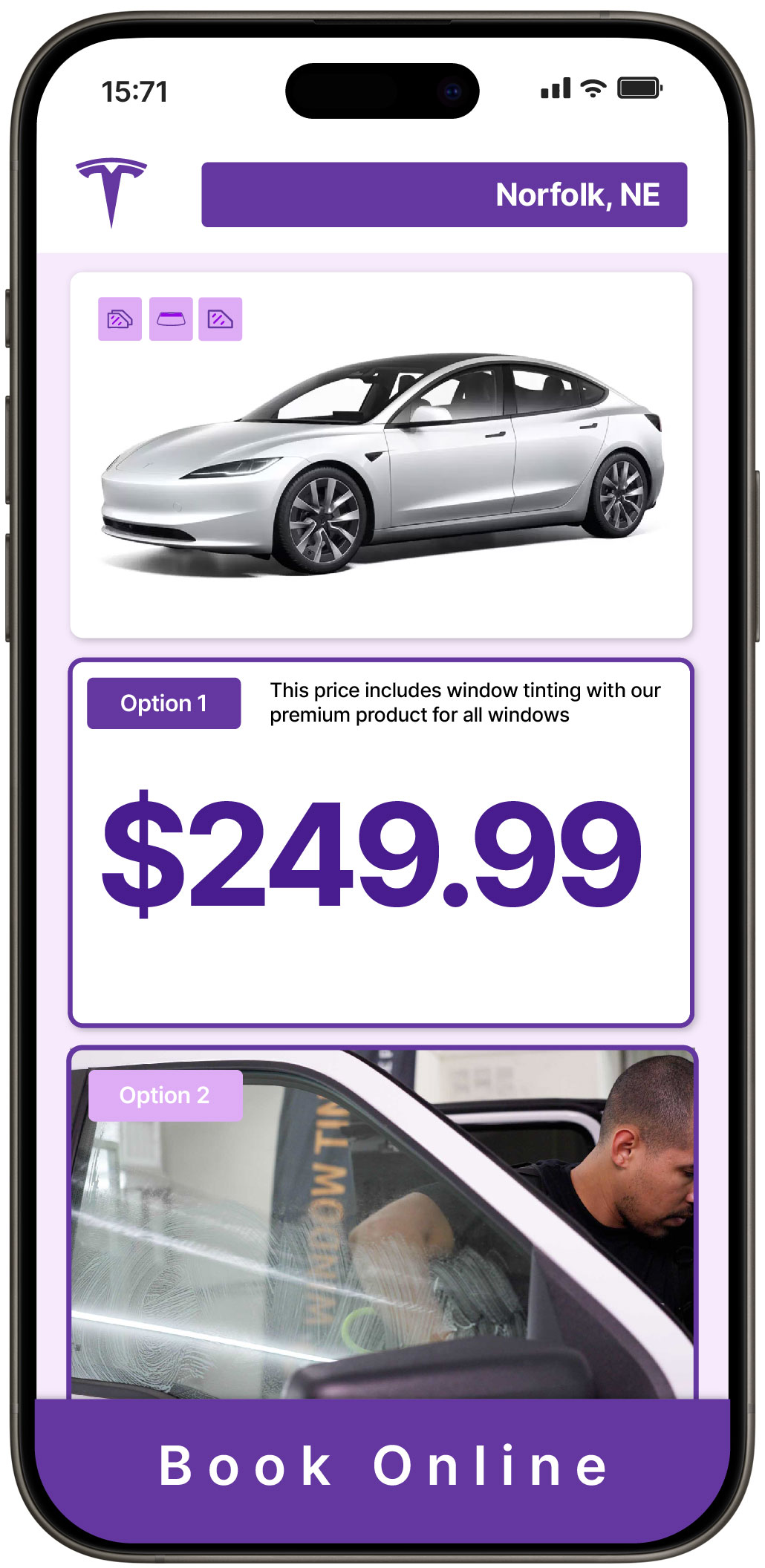 View Reasonable Tesla Window Tinting Prices in Norfolk, Nebraska
